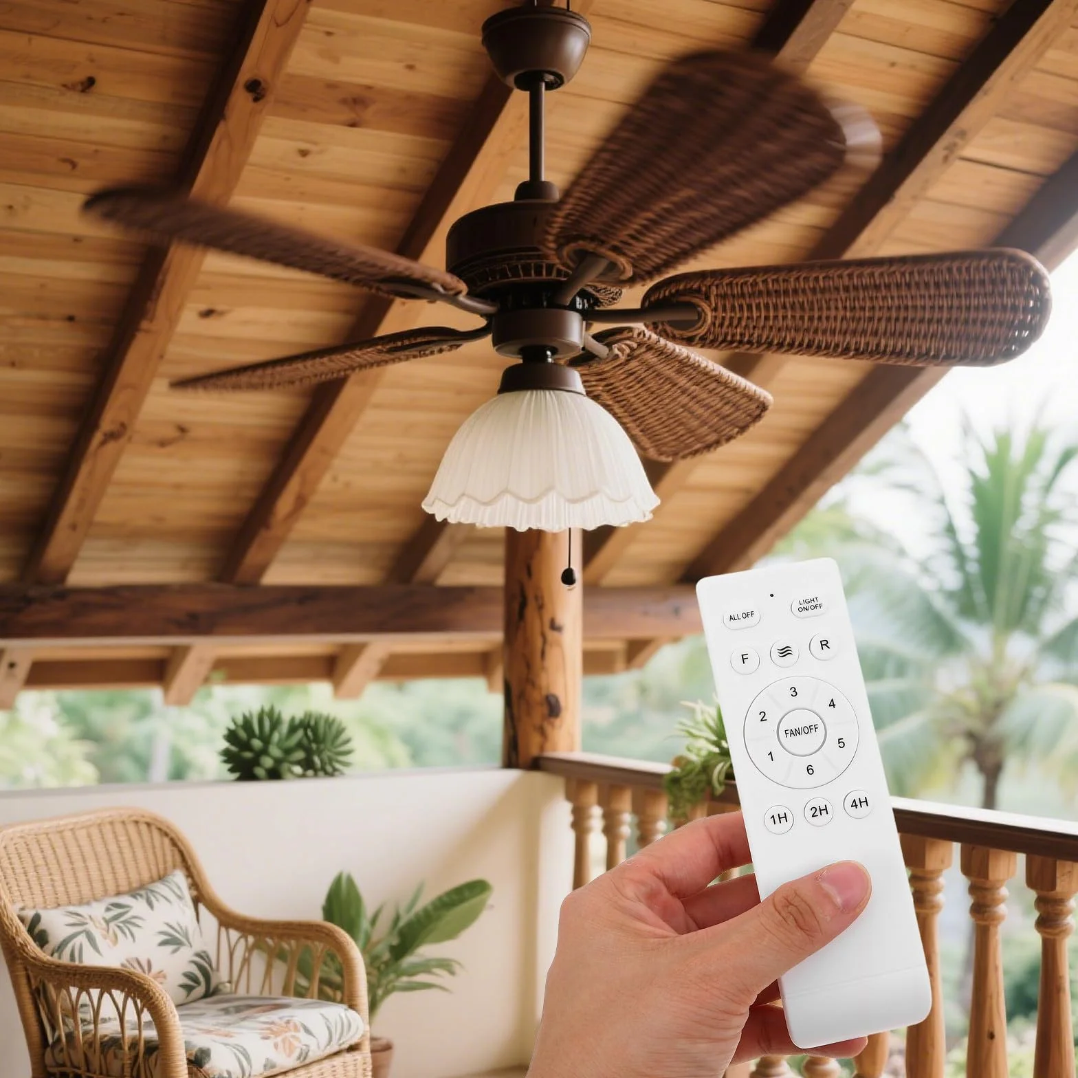 COLLBATH 2 mandos a distancia para ventilador de techo, control de 6 velocidades, regulador de intensidad de luz, temporizador 1-4 horas