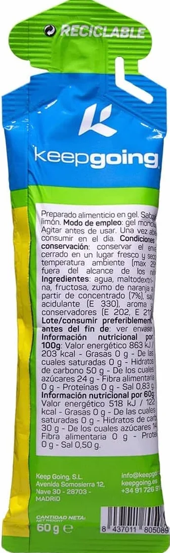 Keepgoing EnergyPro Gel Energético con Cafeína Limón 12 unidades