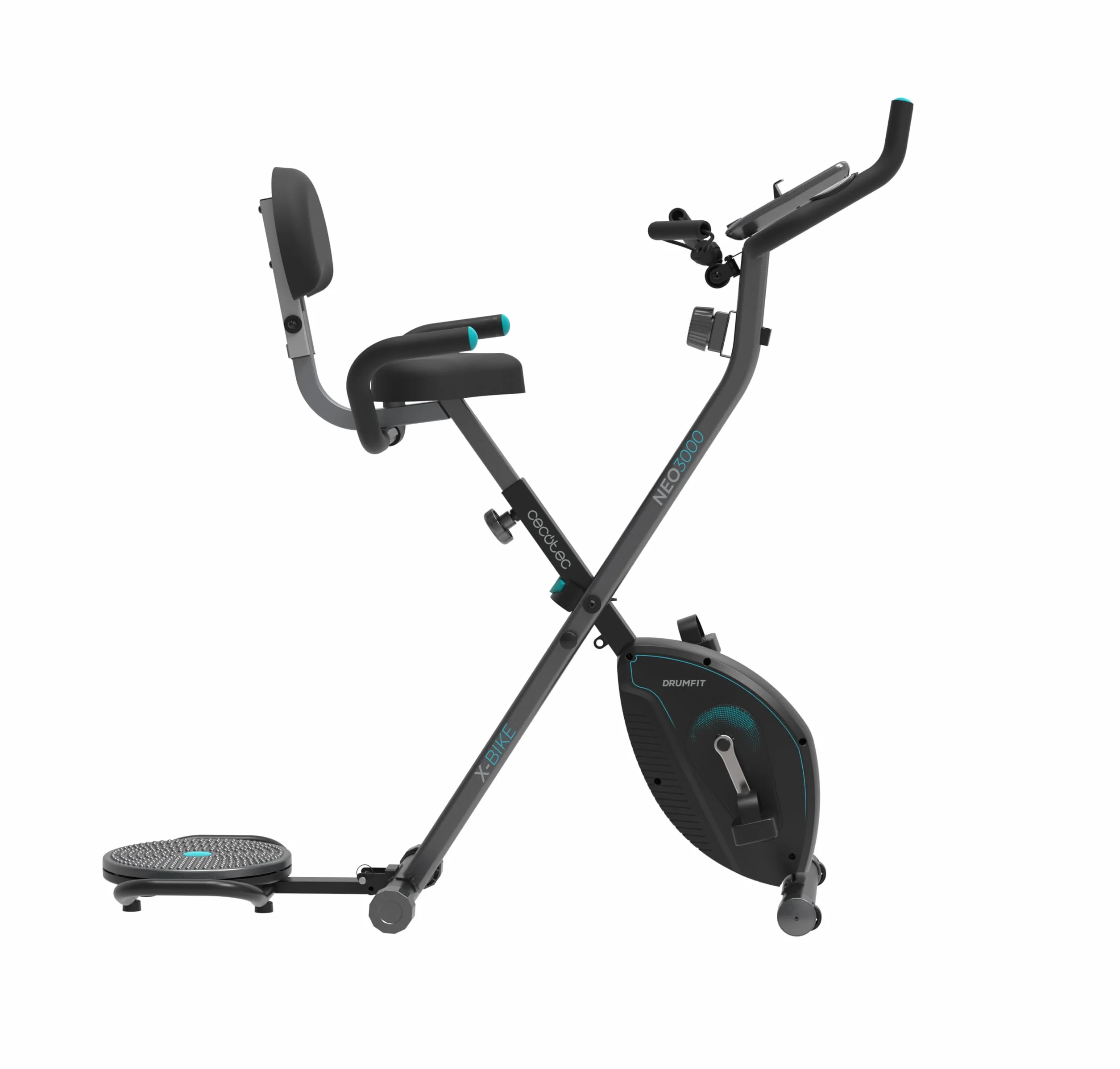 Cecotec Bicicleta Estática Plegable con Respaldo con Volante de Inercia 3 Kg X-Bike 3000 Neo Pro, Pantalla LCD, Resistencia Magnética Variable, Sillín Confort y Agarres, Soporte para Tablet y Ruedas