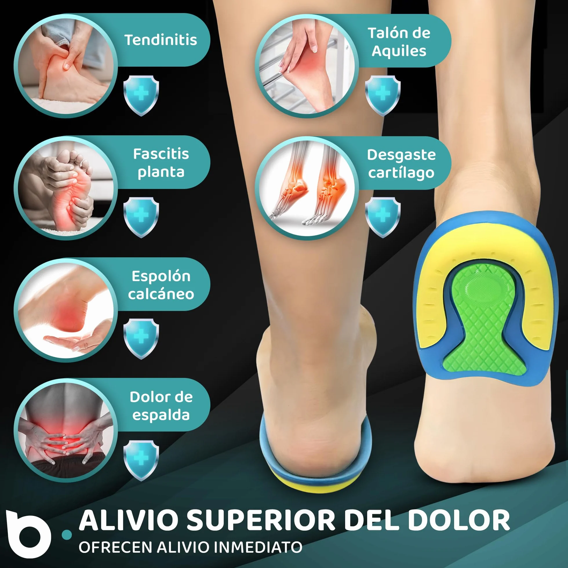 Taloneras de Silicona MEGAPACK 3 pares (6 Uds) para Fascitis Plantar y Espolón Calcáneo - Plantillas de Talón Gel Talla 40-47