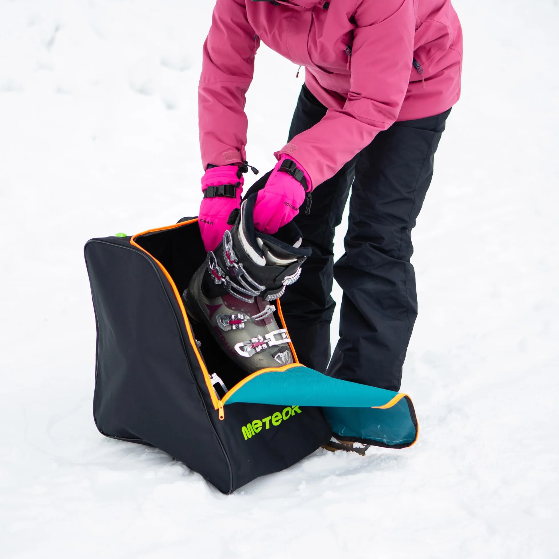 Meteor Bolsa para Botas Esqui Mochila con Drenaje Inferior para Zapatos Snowboard Bolsillo para Gafas Tabla Casco Patines