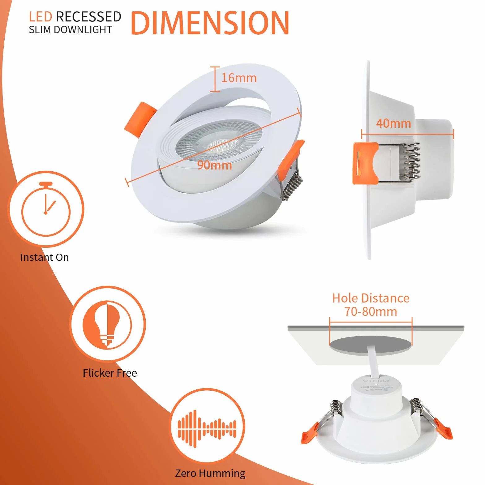 LED Focos Empotrables 7W 650LM 6500K Blanco Frío AC 220-240V Downlight Redondo Extraplano Ángulo Rotable 40° 3 Pack