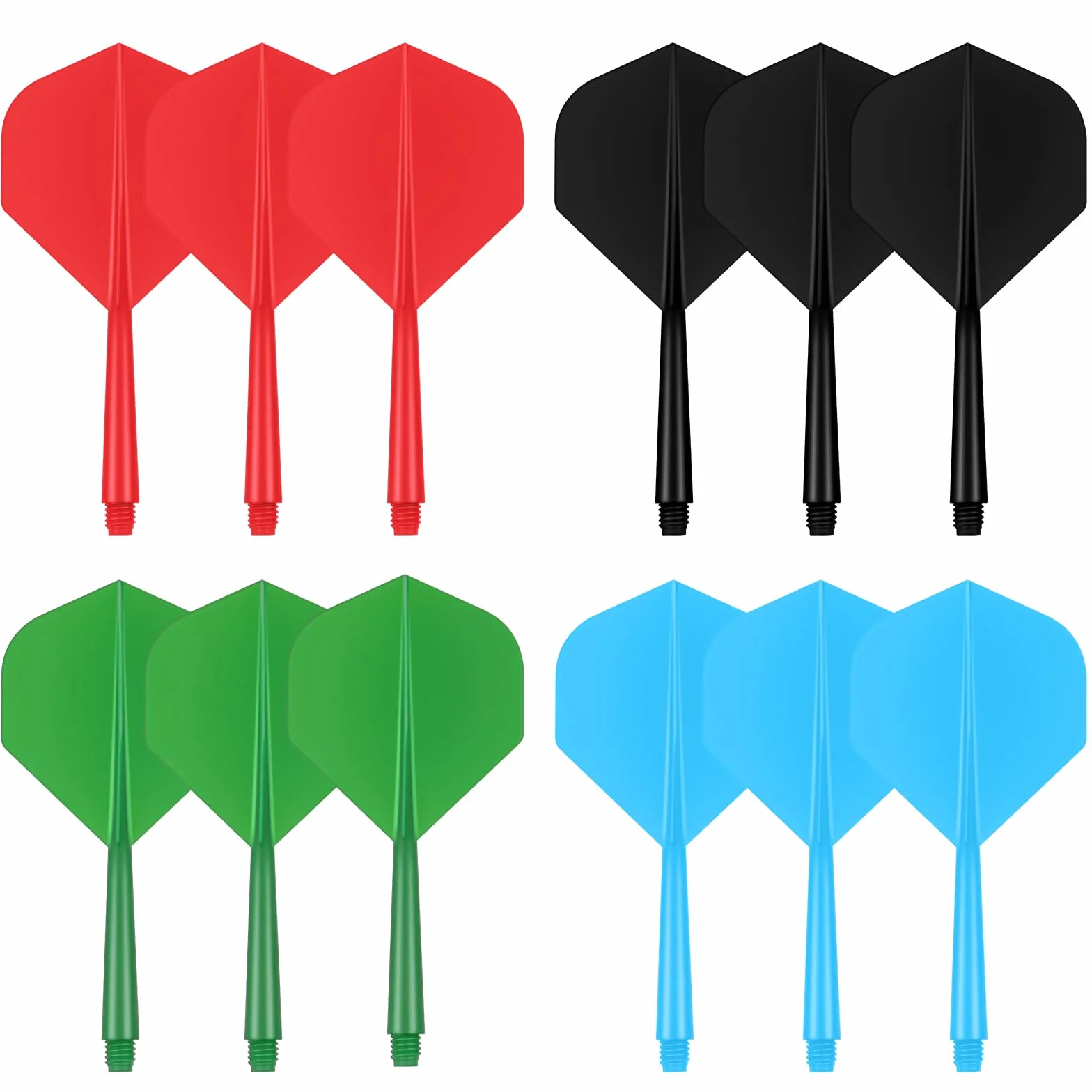 flintronic 12PCS Eje de Dardo Integrado y Plumas Medianas, Cañas de Dardos y Plumas de Una Sola Pieza, Vuelo de Dardos y Ejes de Dardos Combo, Accesorios Profesionales Dardos