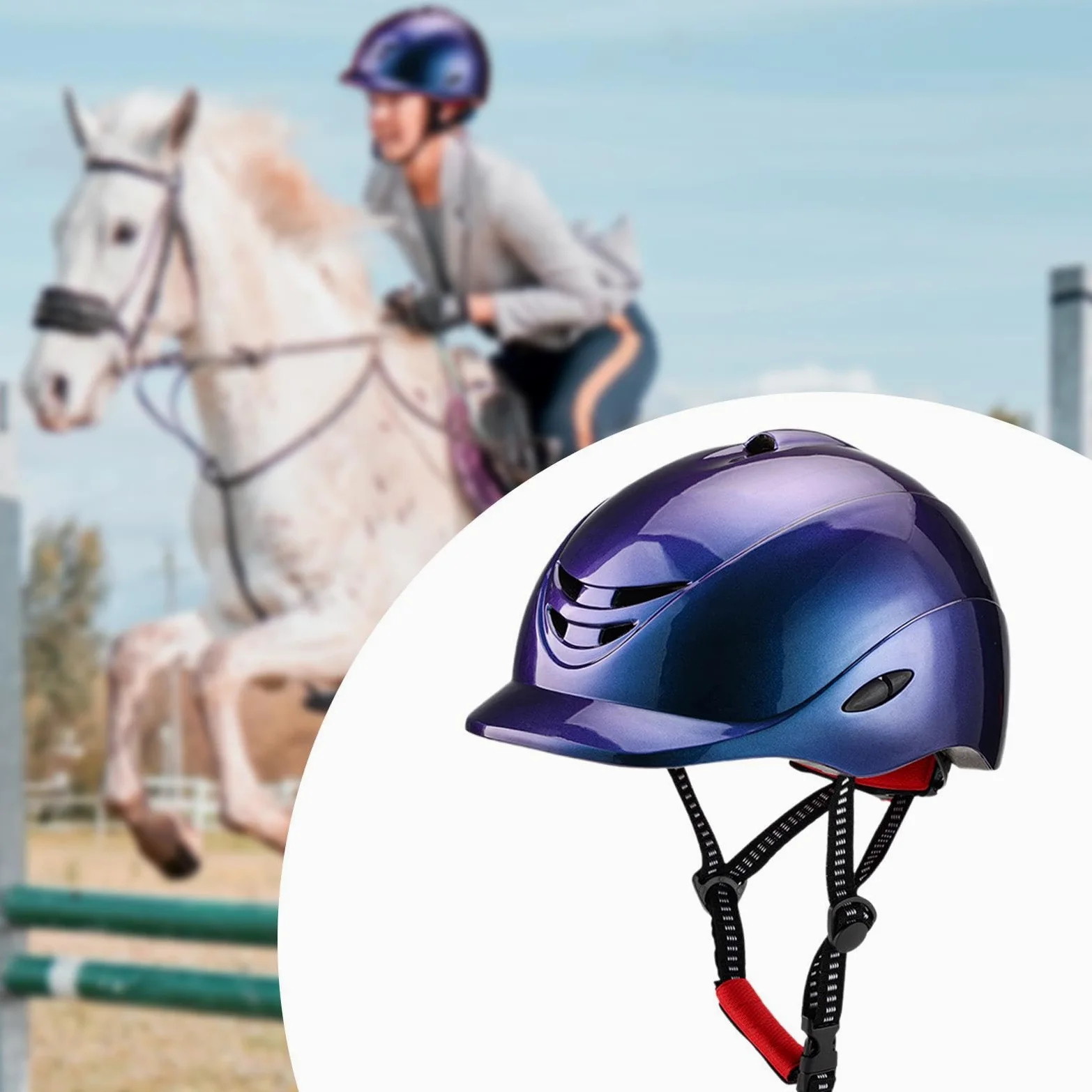 B Baosity Casco de Equitación Ligero de Material PC Gorro Ecuestre Protector con Forro Lavable Accesorio Ajustable para Montar Apto para Adultos Deportes