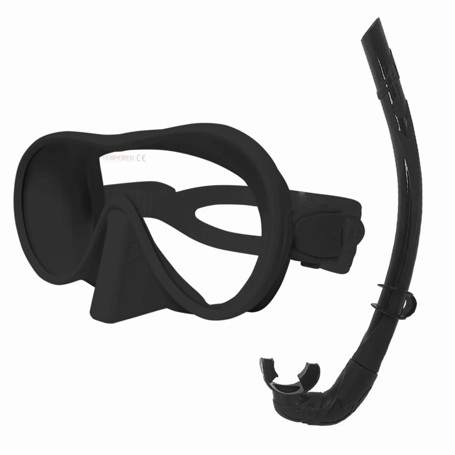 Buceo Espejo Facial antivaho para esnórquel de 180°, máscara de Buceo en Aguas Profundas, Gafas de Buceo con Tubo respiratorio máscaras de Buceo(Black)