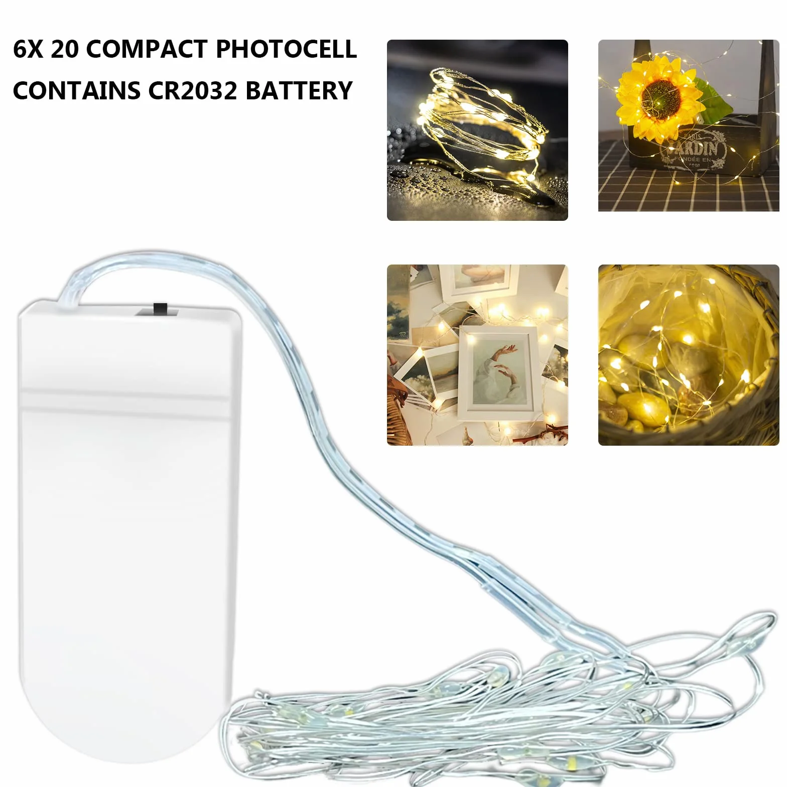 Jsdoin Cadena de Luces LED 20 LEDs 2M Alambre de Cobre Guirnaldas Luces Micro Blanco Cálido 6 Piezas
