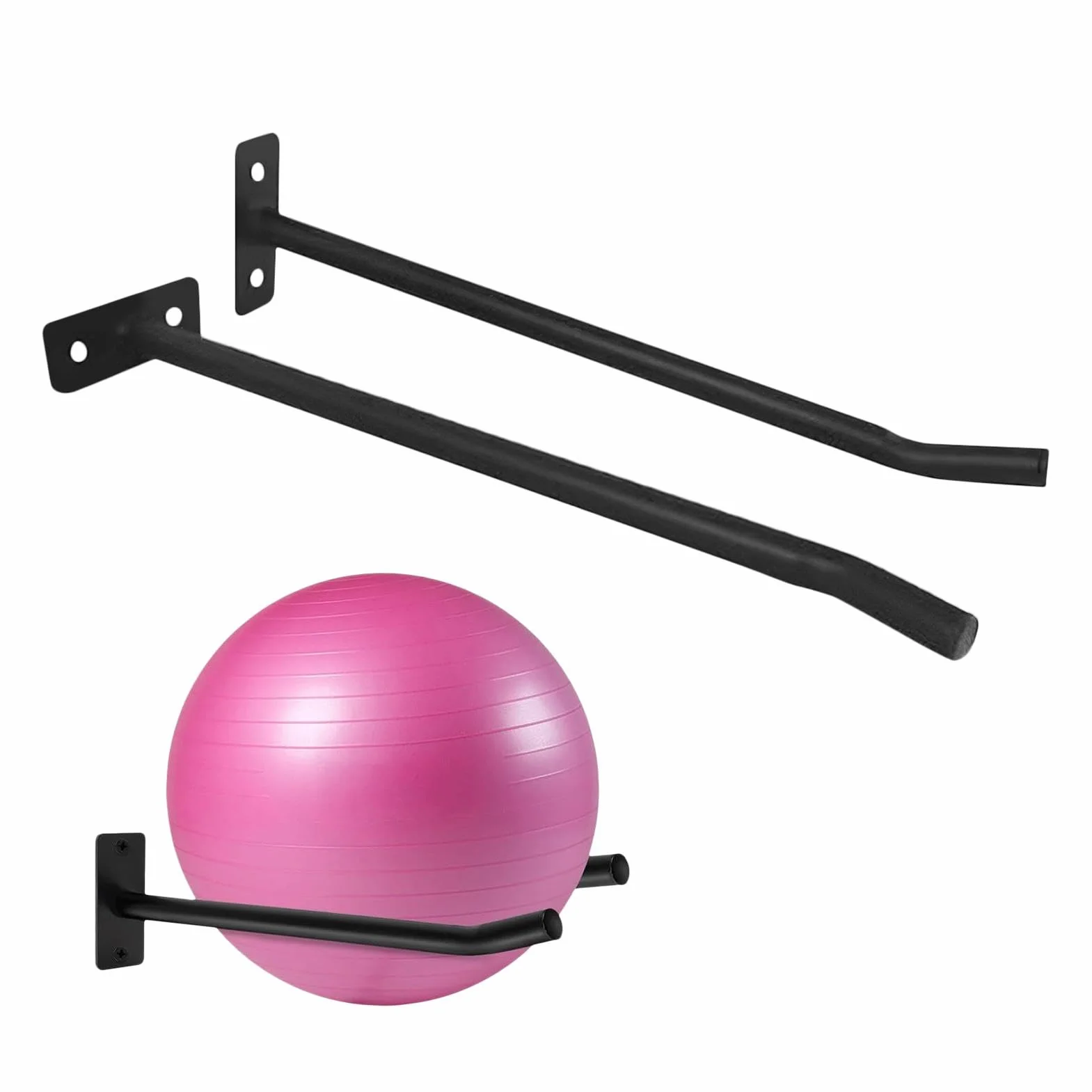 Soporte de bola de yoga, soporte de pared de bola de yoga - 2 paquete de estabilidad de la pared Bola de pelota - Organizador de almacenamiento de equipos, accesorios para el gimnasio del gimnasio par