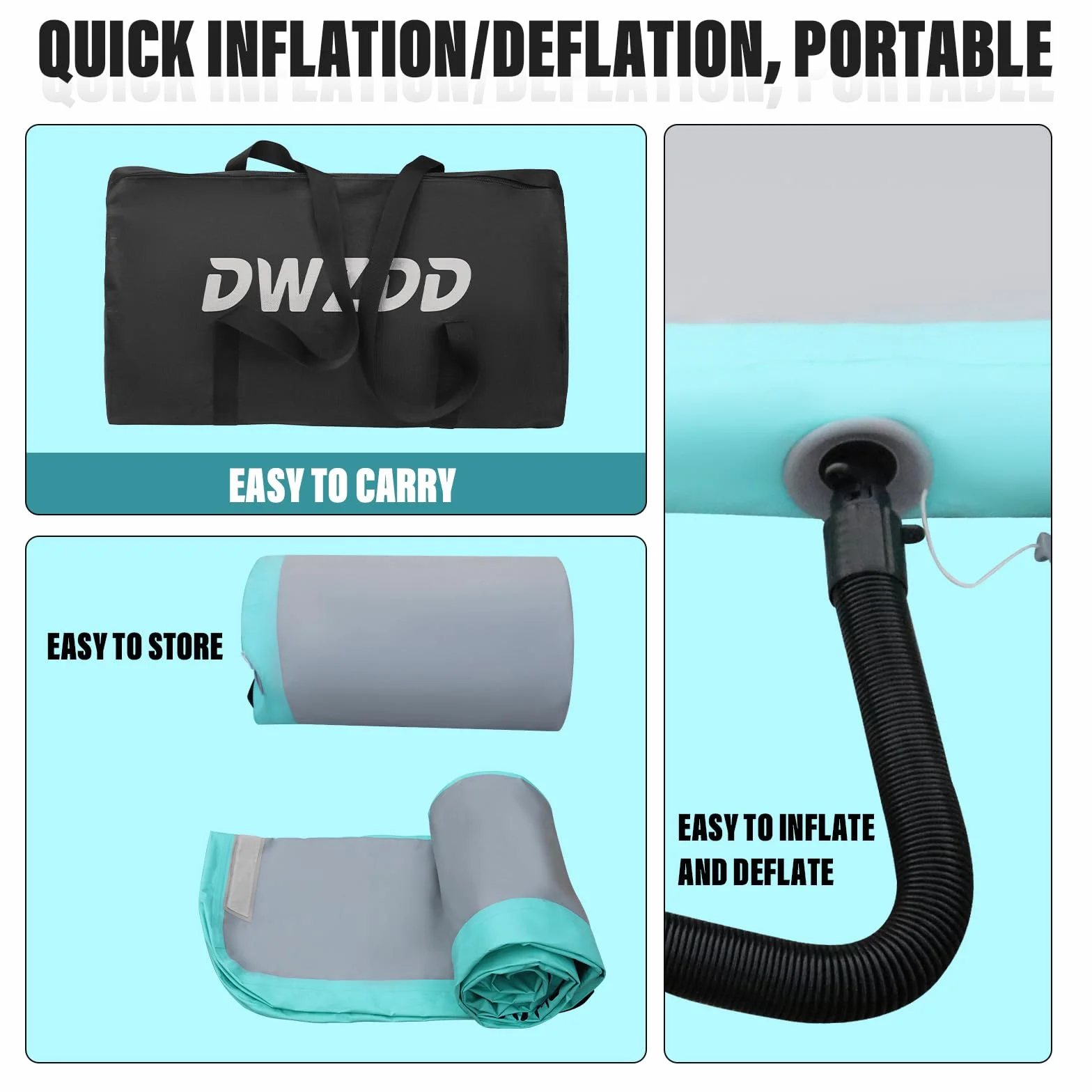 Esterilla de gimnasia inflable para niños, colchoneta de aire matte de 3-6 m