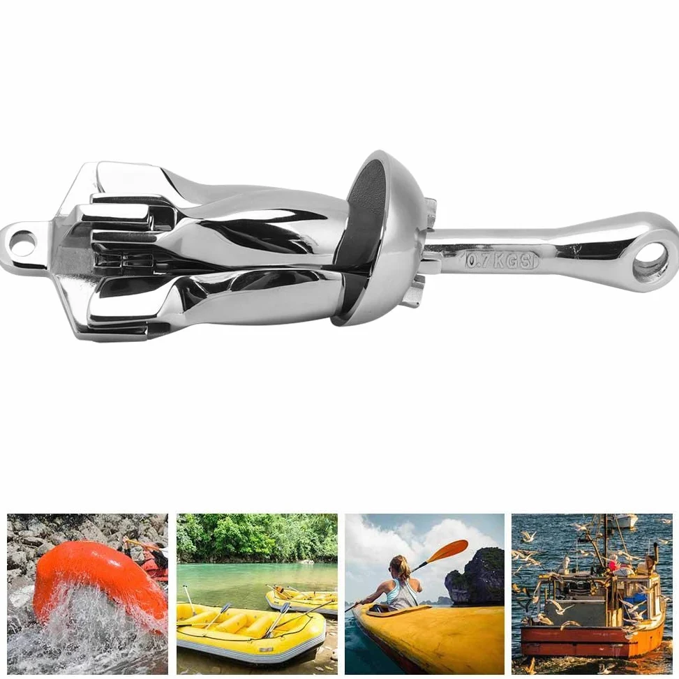 Ancla de Barco, Ancla Plegable de Acero Inoxidable 304, Ancla de Tornillo de Pilote Segura para Motos de Agua, Kayaks, pontones y embarcaciones Peque?as.