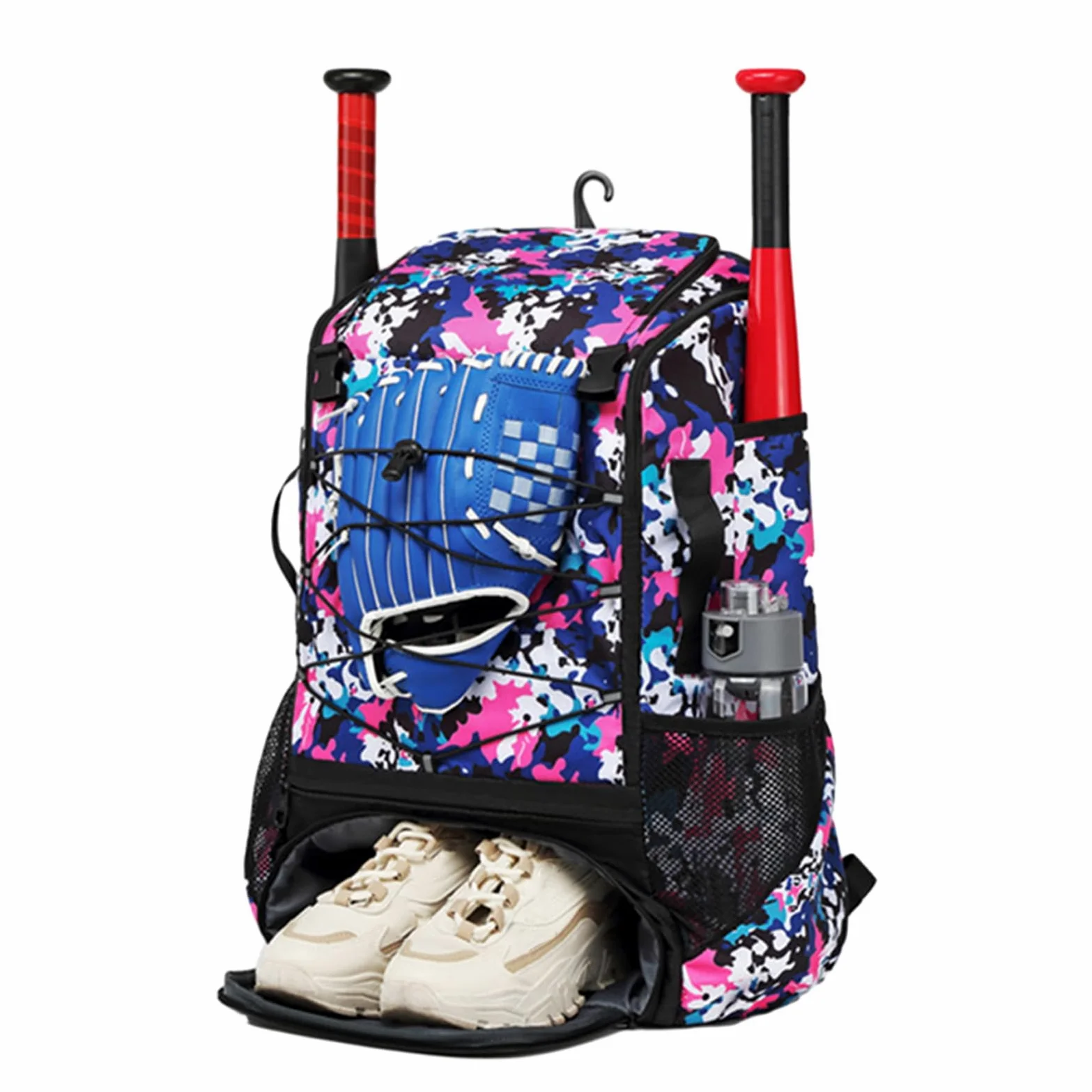 SANWOOD Mochila de béisbol y sóftbol, estructura de tela Oxford, bolsa de equipo de bate de béisbol, espacioso compartimento independiente y diseño de cremallera duradero para adultos y adolescentes