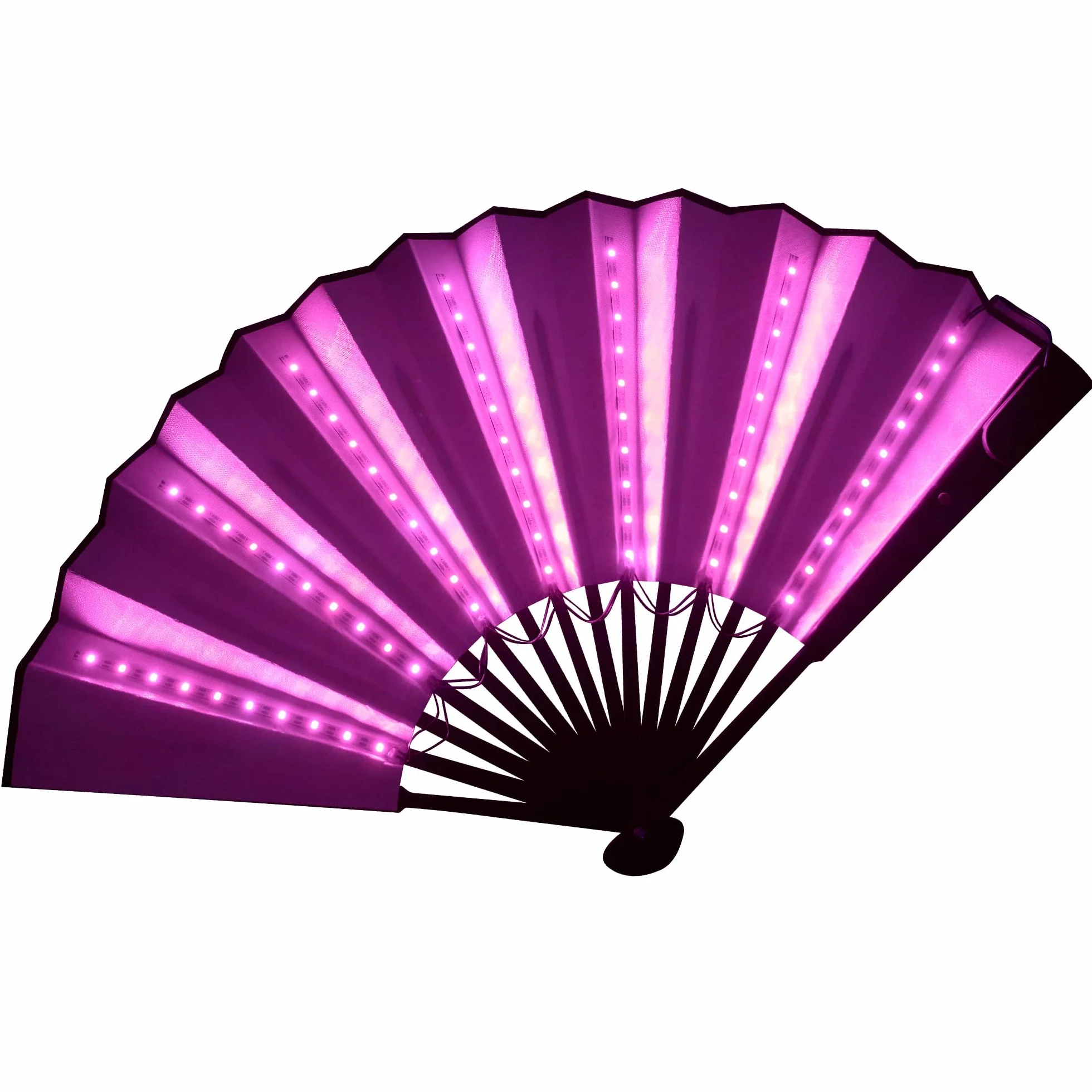 Abanico Plegable LED Rosa para Fiestas Festivales Discotecas Conciertos