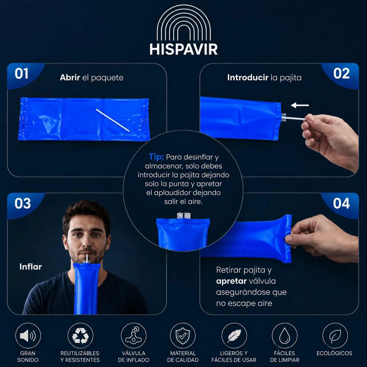 Aplaudidores Hinchables Reutilizables para Fiestas y Eventos, Mundial 2026 – Thunder Sticks con Válvula de Inflado para Fútbol, Cumpleaños, Conciertos