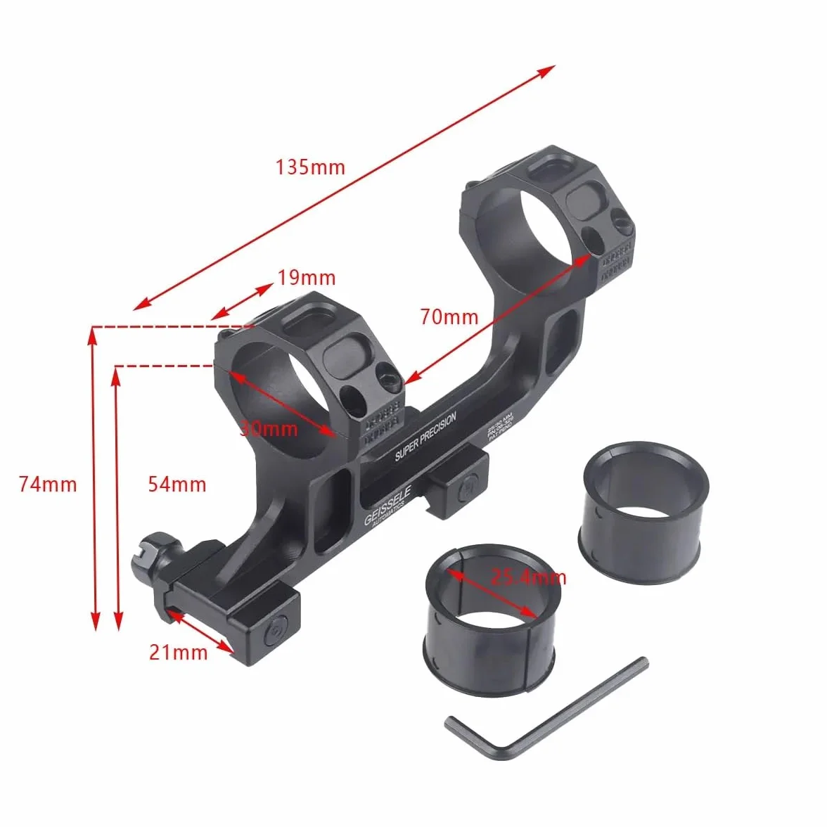 Montura Alta Super Precision para Visores 25.4mm 30mm Aluminio 1.93 Pulgadas Picatinny Negro Mate Airsoft