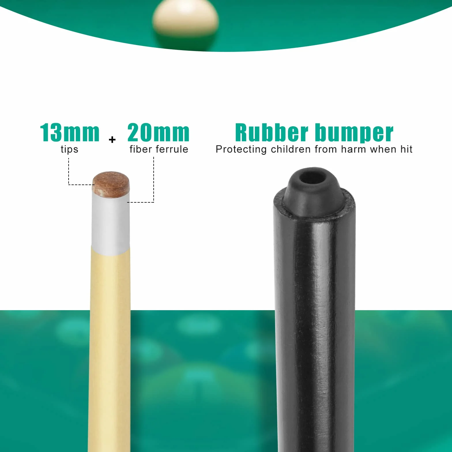 Juego de 2 Tacos de Madera para Billar para niños, de Madera Dura, 13 mm, para Pegar