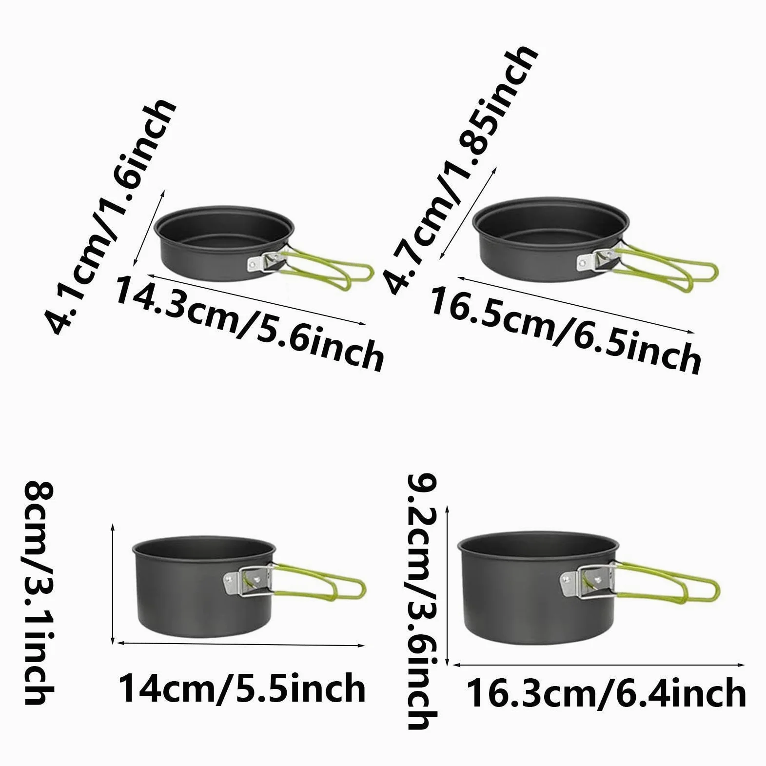 Olla Para Camping De Cocinar Sartenes y Planchas Antiadherentes | Equipo para Camping y Acampada para Excursionismo, Aire Libre, Picnic y Cocina para 2 a 3 Personas