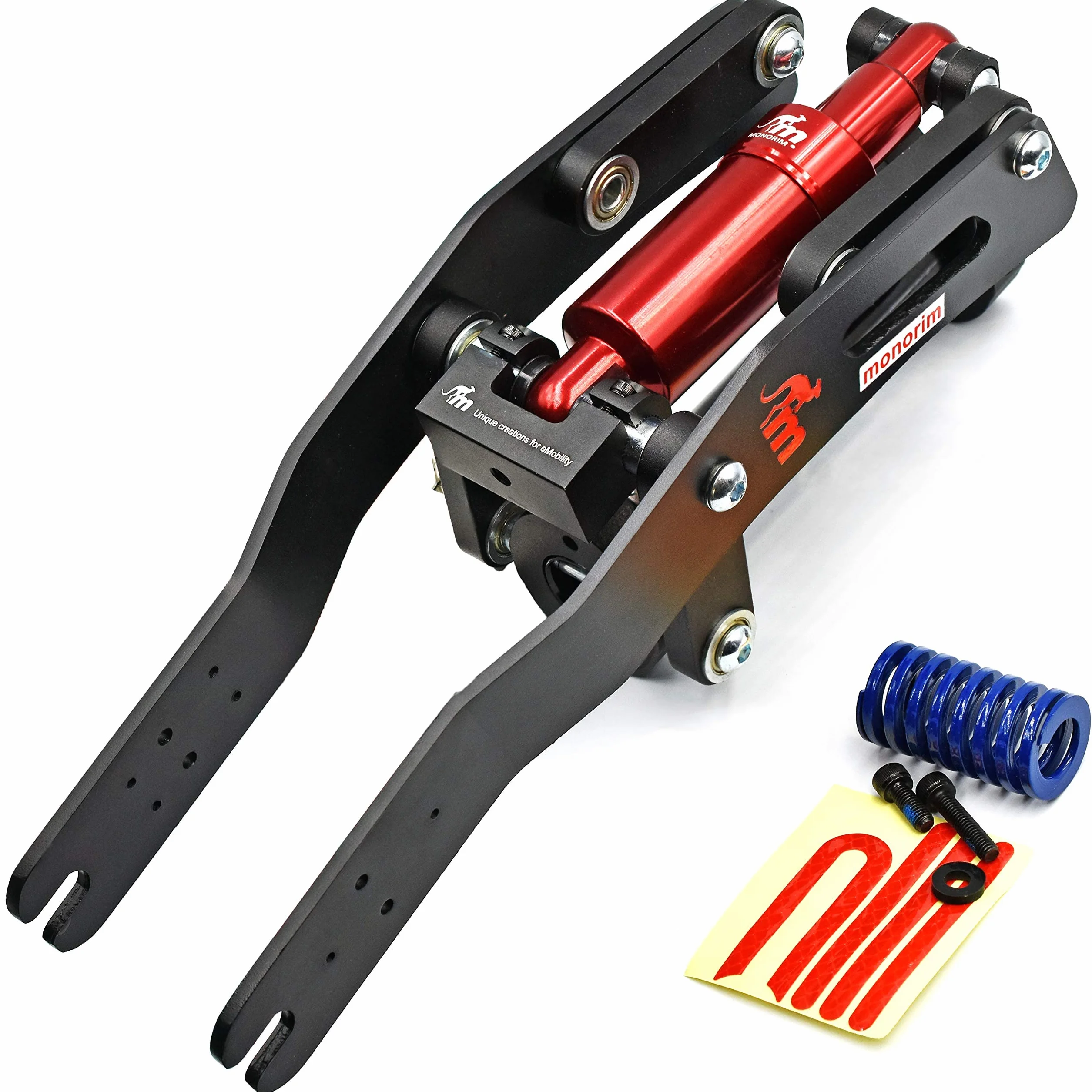 myBESTscooter Kit de suspensión Monorim Original V4 para los Modelos M365, 1S, Essential, Pro 2, Mi3, Pro4 del Patinete eléctrico Xiaomi (Black/Red)
