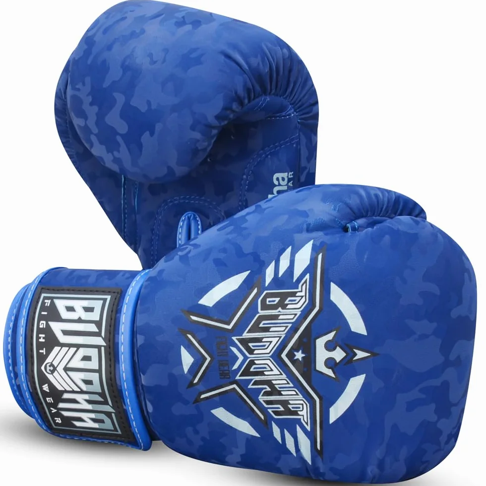 BUDDHA FIGHT WEAR - Guantes de Boxeo Thailand - Muay Thai - Kick Boxing - Piel Sintética Tejido Interior Resistente A Los Olores - Varios Diseños
