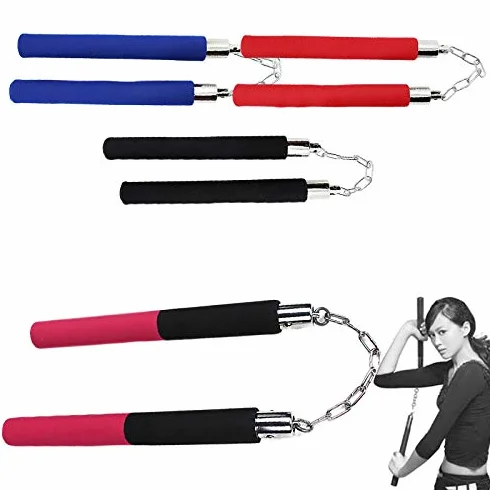 Starmood Artes Marciales Nunchakus Arma Espuma Metal Cadena Safe Esponja Nunchakus para Principiantes