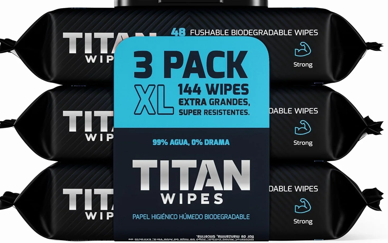 Papel Higiénico Húmedo Biodegradable EXTRA Grande 3pack 144 Toallitas XL 18×18 cm 99% Agua Aloe Vitamina E