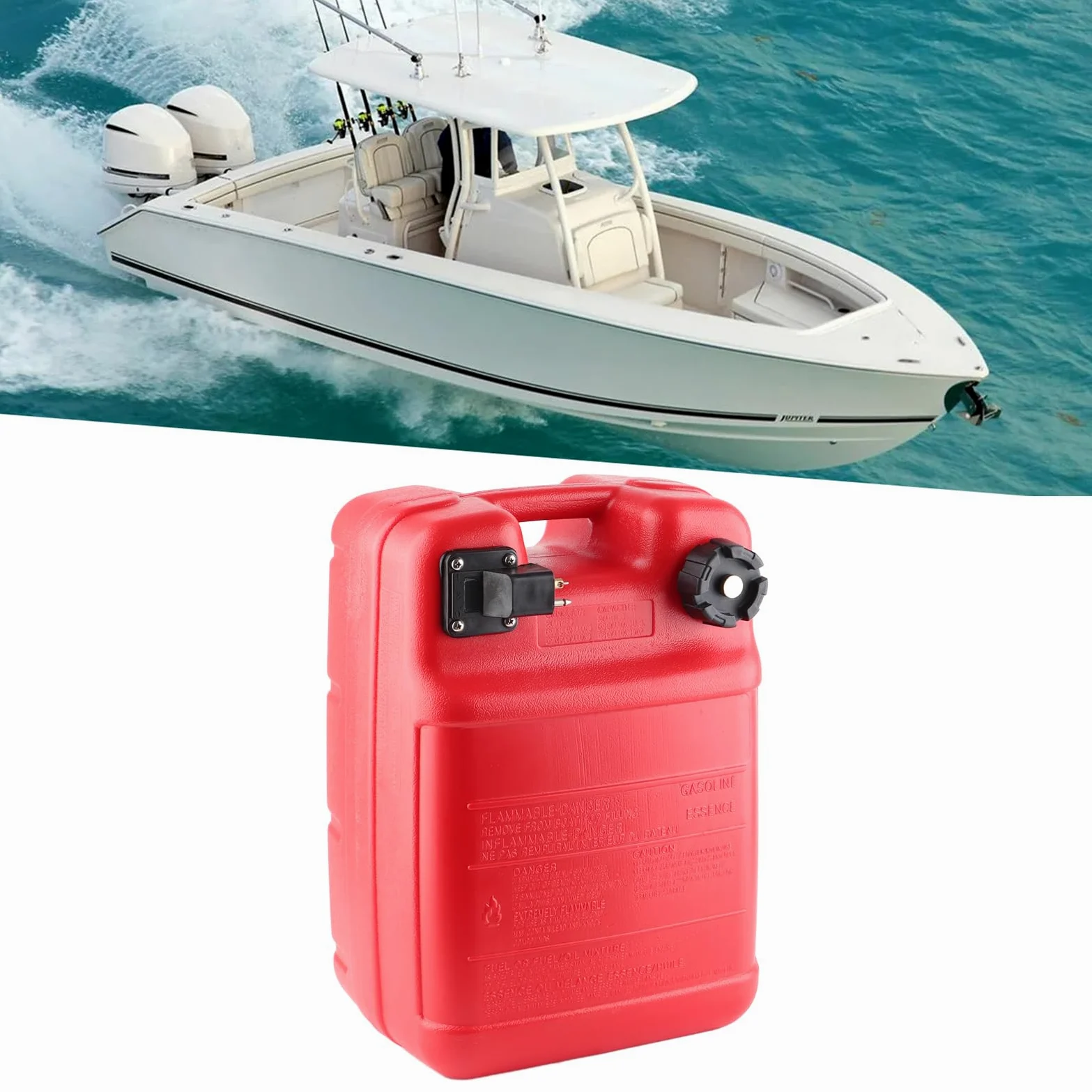 Depósito de para Barcos 24L Portátil con Diseño de Escape Repuesto para Tanque de Marino para Motores Fueraborda Compatible con Varios Modelos