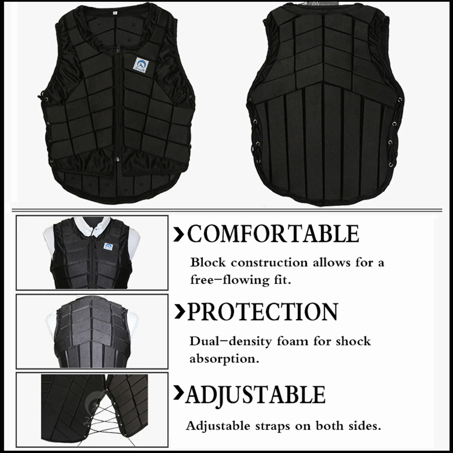 Chaleco Ecuestre,Ecuestres Chaqueta Protectora Chaleco,Chaleco de Protección para Equitación,Chaleco Ecuestre Equitación Protectora,Transpirable,para Niños,Niñas,Hombres,Mujeres,Jóvenes