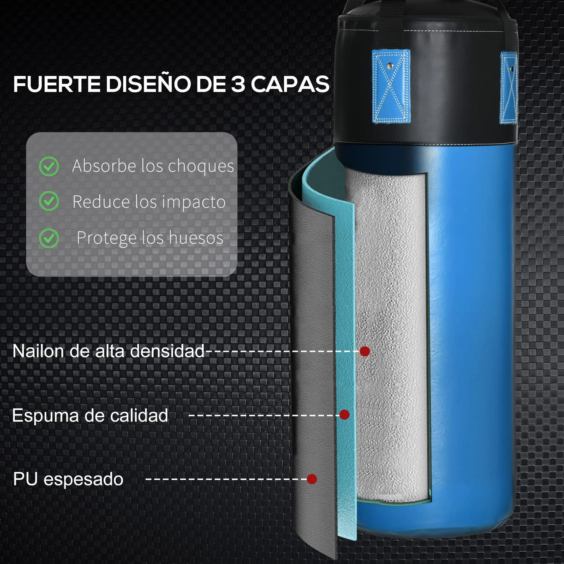 HOMCOM Saco de Boxeo Profesional, Punching Bag 72 cm con Guantes de 8 oz Gancho y Bolsa de Almacenaje, Saco de Arena para MMA, Karate, Taekwondo y Entrenamiento en Gimnasio en Casa