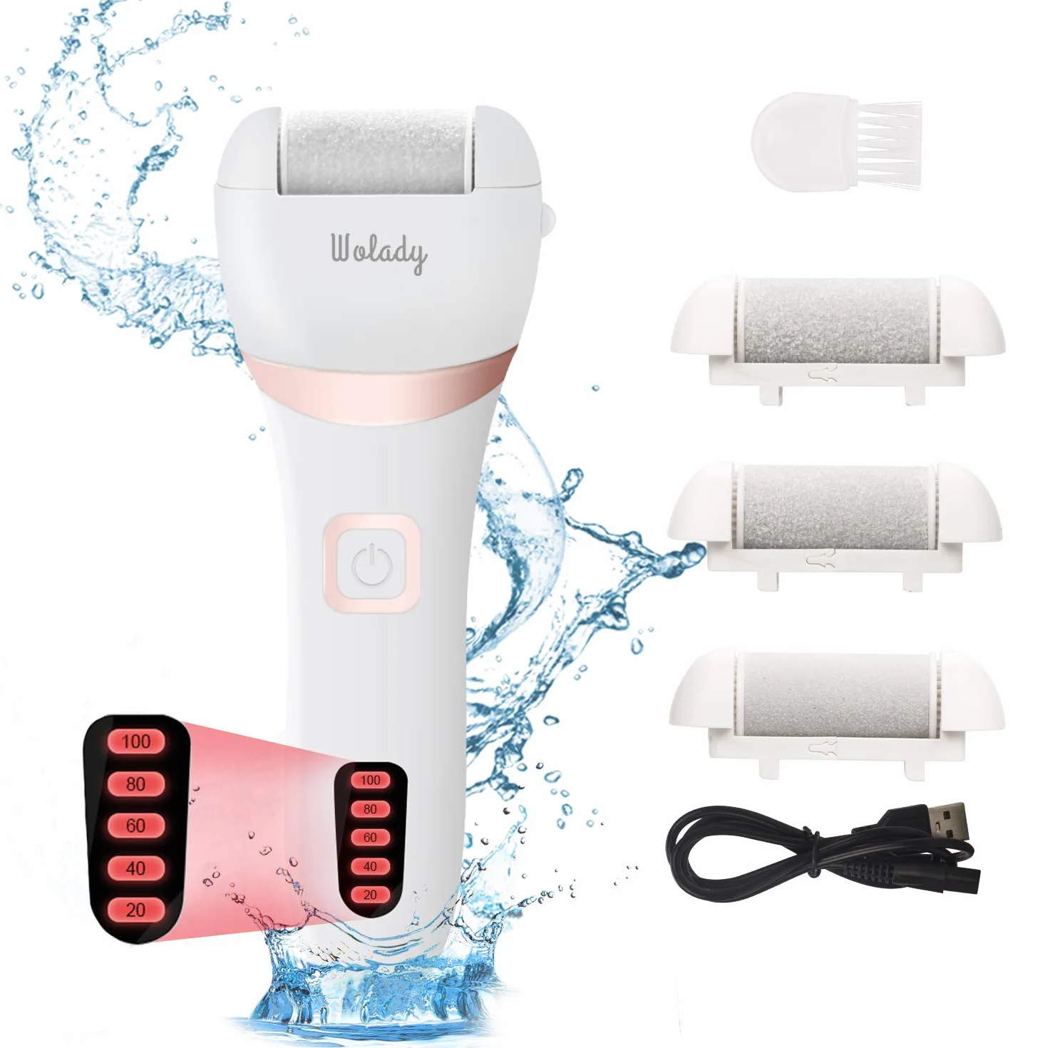 Wolady Lima Electrica Pedicura Profesional Recargable IPX7 Impermeable 1200MAH 2 Velocidades