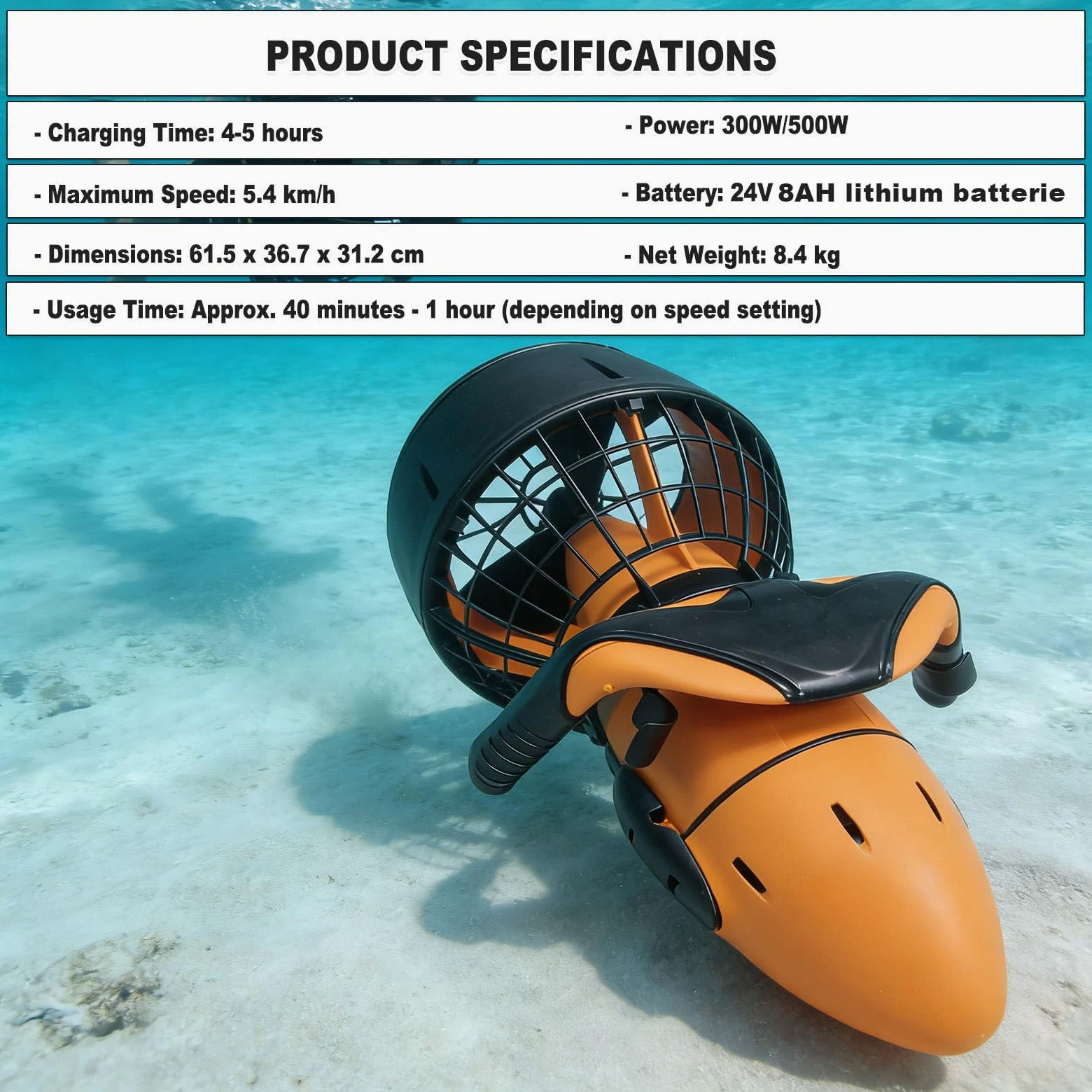 Scooter Submarino, Moto Acuática para Adultos, Propulsor Submarino, Natación, Surf, Scooter Acuático Eléctrico para Buceo, Esnórquel Y Piscina. 300W