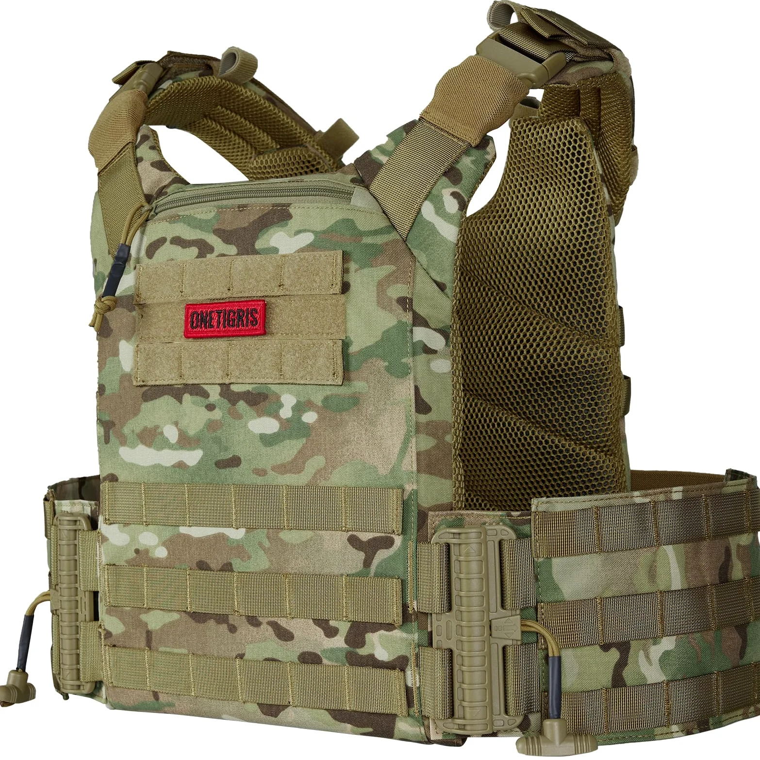 OneTigris FYR Chaleco táctico para airsoft, tirantes de placa ajustable transpirable protector de pecho para paintball, policía, airsoft