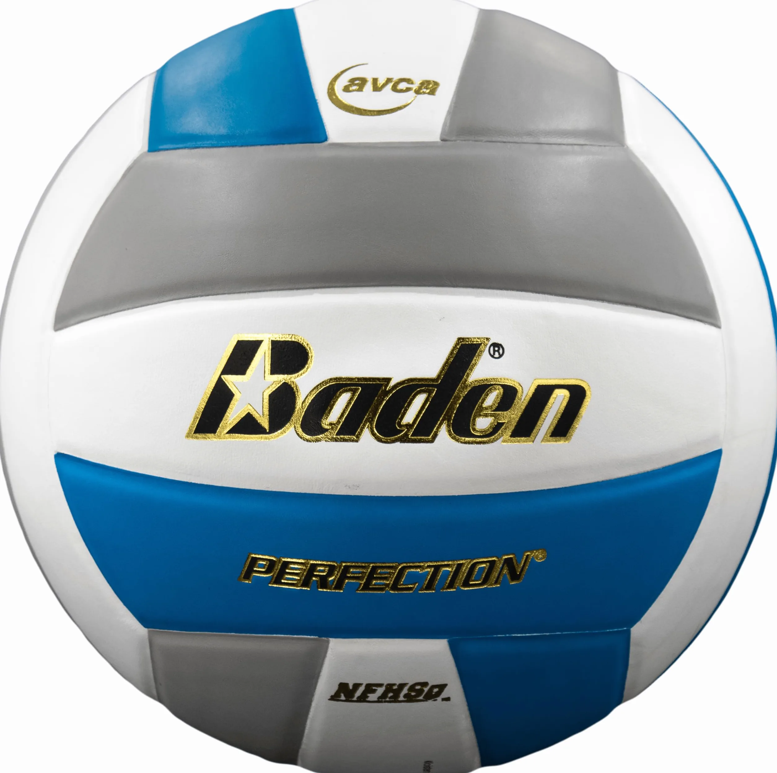Baden Perfection - Balón de Voleibol de Piel, Color Azul/Blanco/Gris, Talla 5