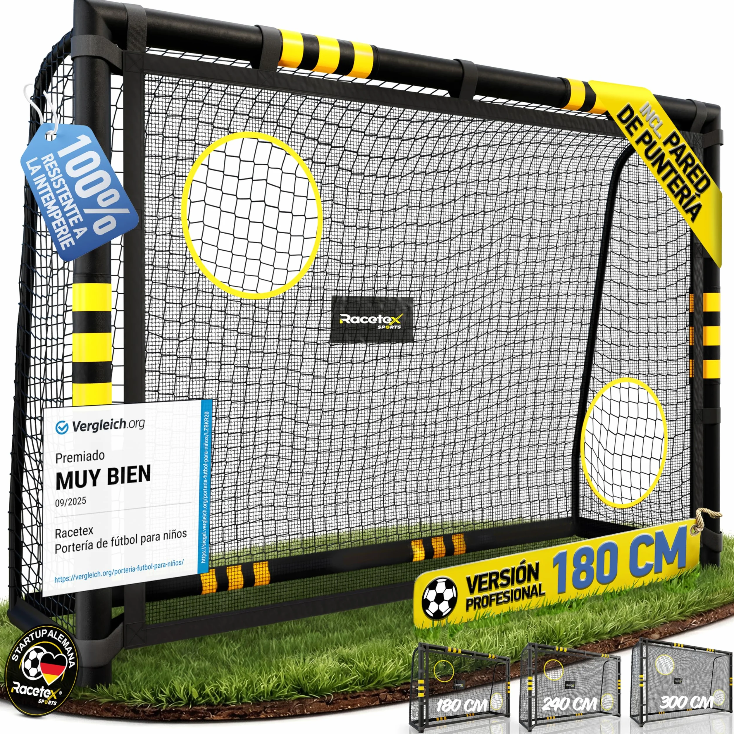 Portería de Fútbol Grande para Niños Racetex con Recubrimiento Anticorrosivo e Incluye Anclajes