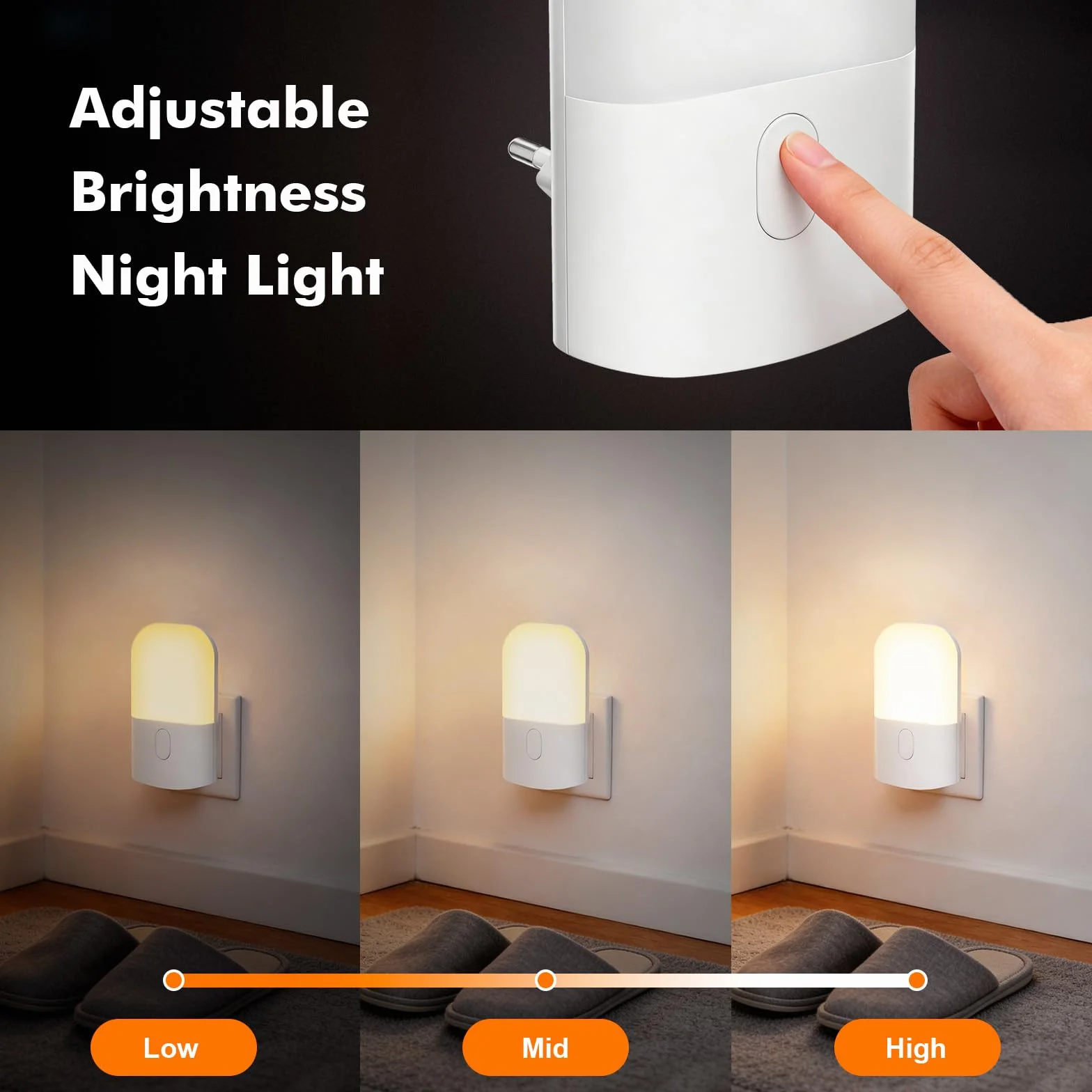 GRIFEMA GD101-1 Luz Nocturna Infantil 3 Niveles Brillo Ajustables Sensor Luz 2700K Blanco Cálido
