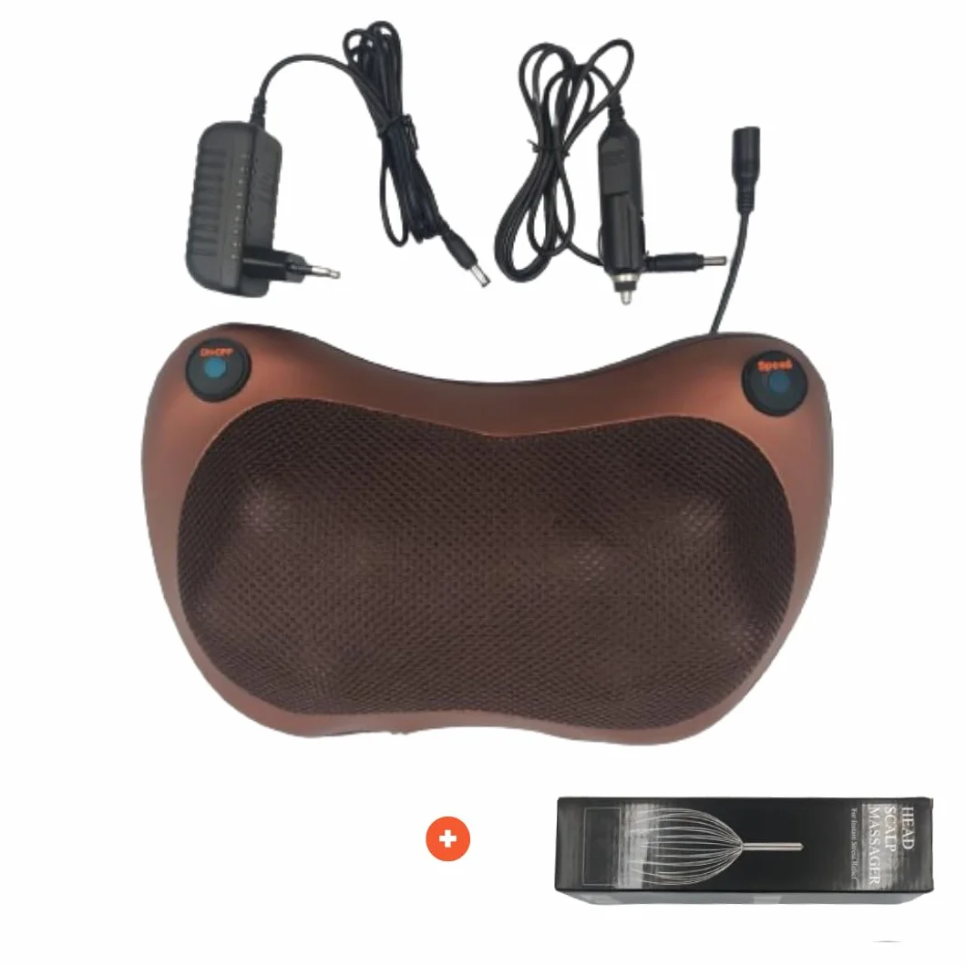 Masajeador Cervical y Espalda Almohada Eléctrica con Calor 8 Rodillos Bidireccional Regulable
