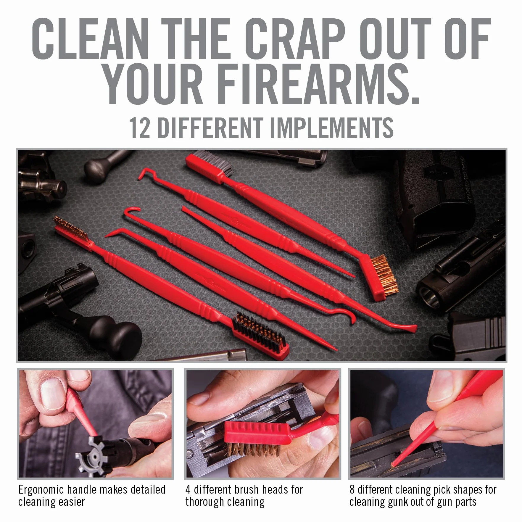 Real Avid Accu-Grip Púas y brochas – 12 púas y brochas, Mango ergonómico
