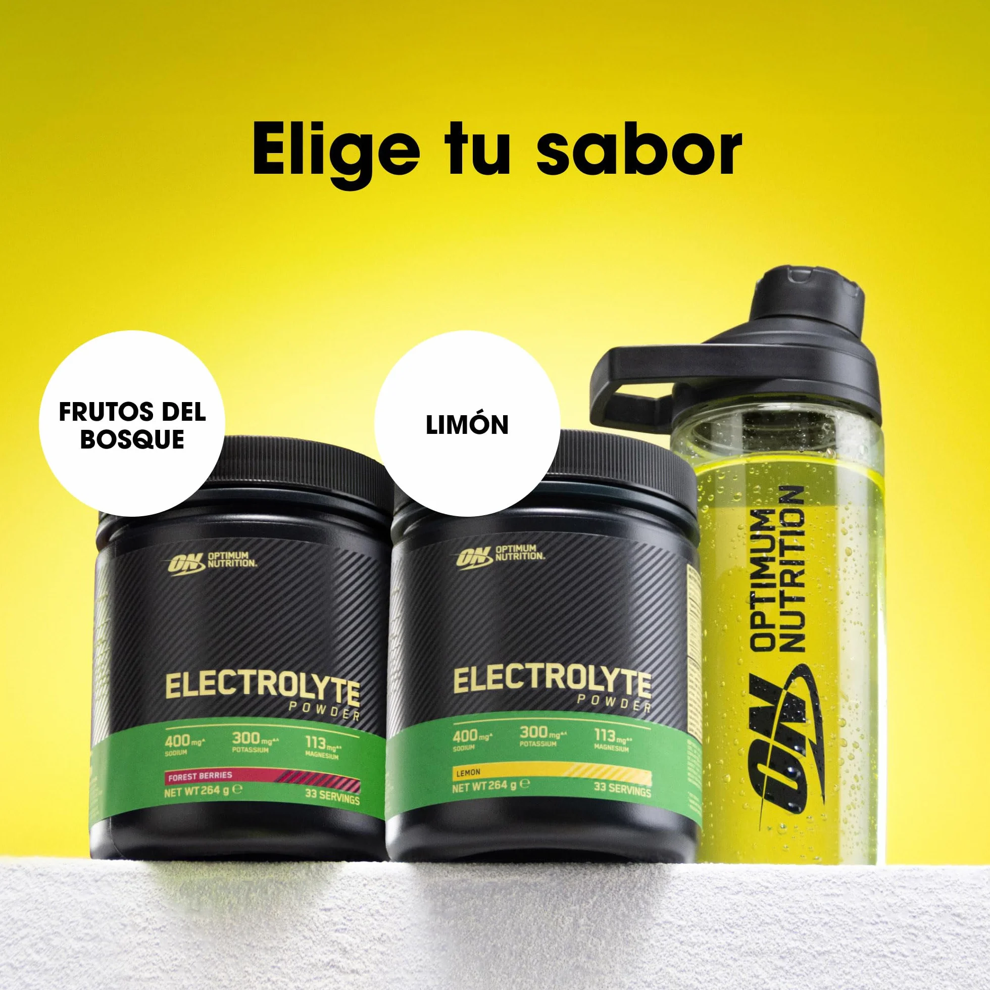 Optimum Nutrition Electrolitos en Polvo Sabor Limón 264 g 33 Raciones Sodio Magnesio Potasio