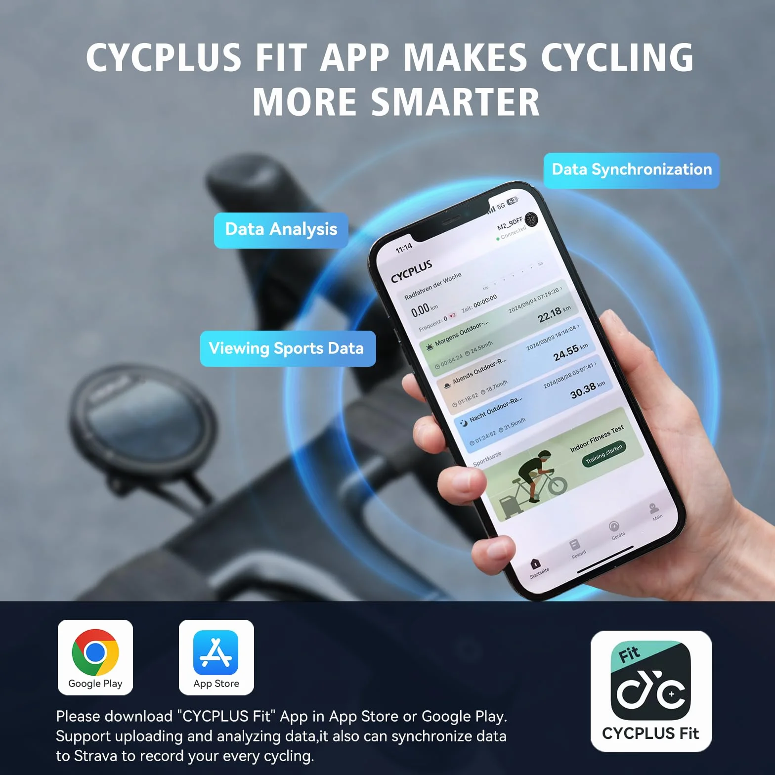 CYCPLUS Ordenador de Bicicleta GPS, Ordenador de Bicicleta inalámbrico, Resistente al Agua, IPX6, velocímetro Ant+, Ordenador de Bicicleta inalámbrico,Bluetooth, Compatible con Strava