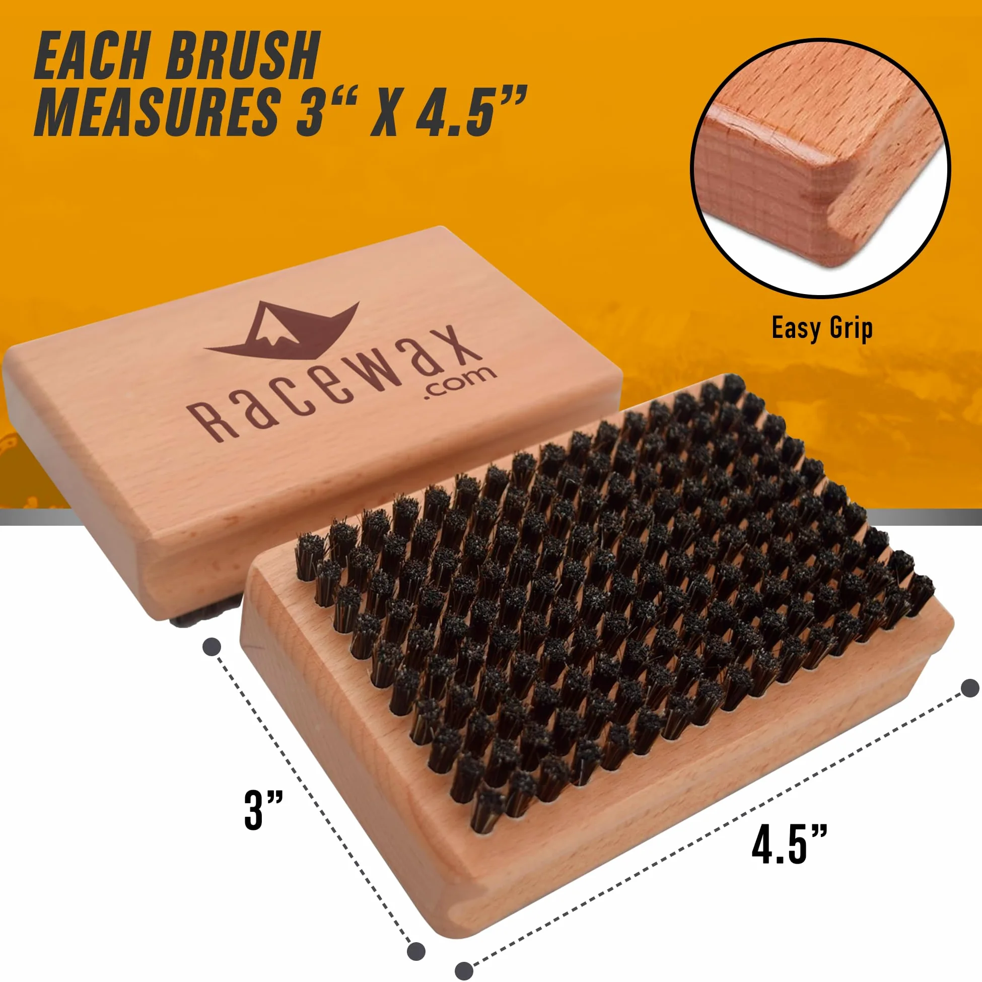 RaceWax Pro Ski Wax ZL-6336 - Kit de Cepillo de Mano (Nailon, Crin de Caballo, latón)