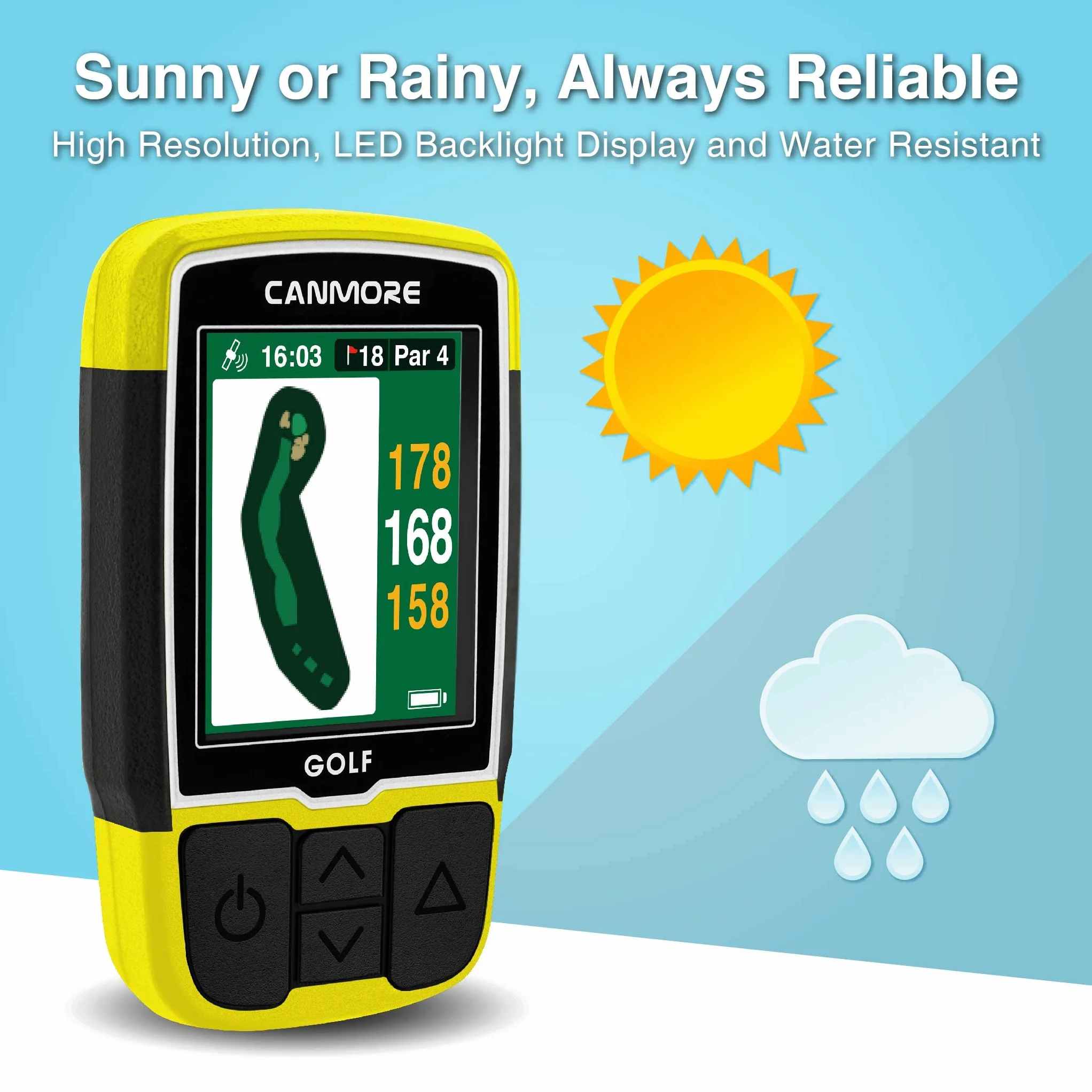 GPS CANMORE HG200 Plus para Golf - Color fácil de Leer precargado 41.000 mapas de Campos en Todo el Mundo, Forma del Green y la Calle - Resistente al Agua