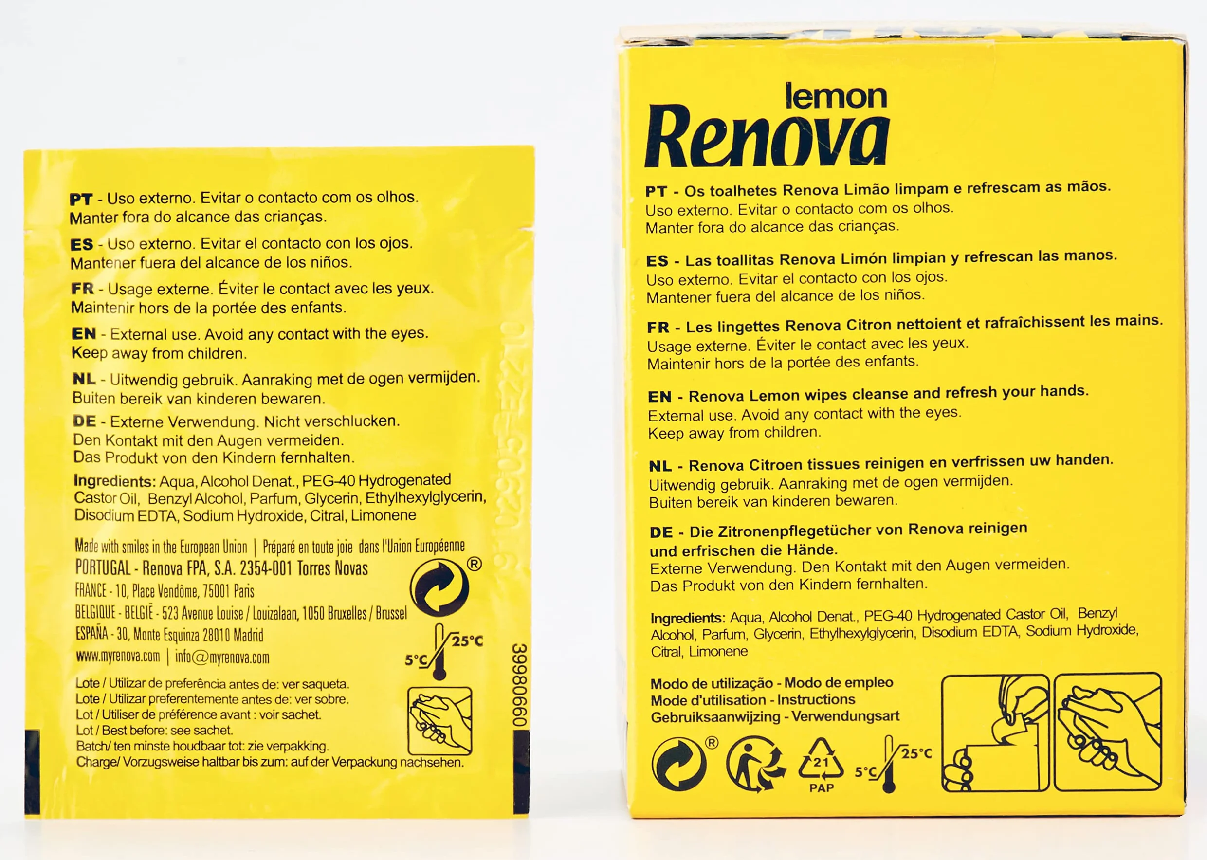 Renova Toallitas Refrescantes de Limón 20 Toallitas