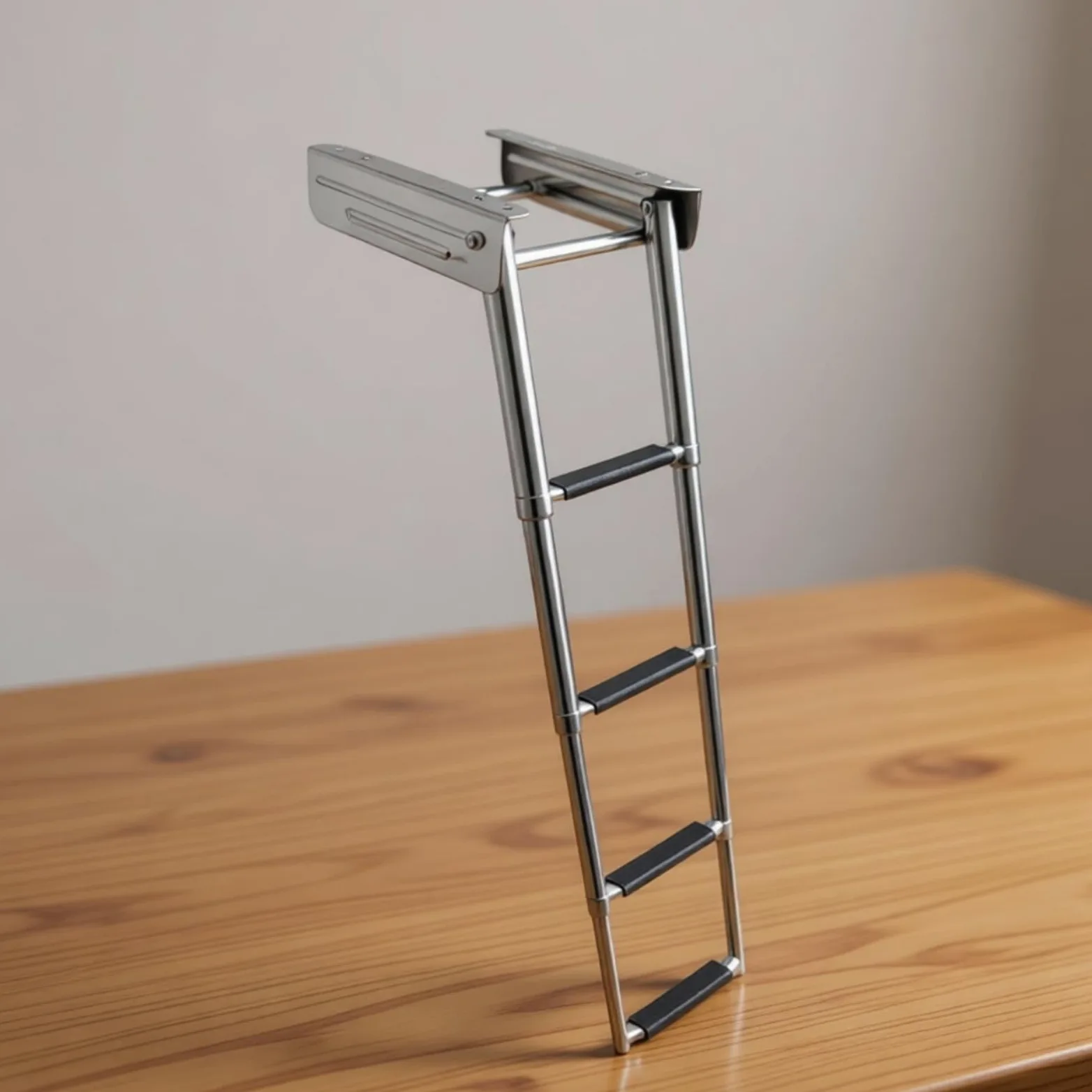 B Baosity Escalera Marina Plegable Extensible Antideslizante Acero Inoxidable 316 Retráctil Bajo con Cuerda Elástica Adecuada para Yates Lanchas Rápidas Pontones Embarques en Muelle, 3 Pasos