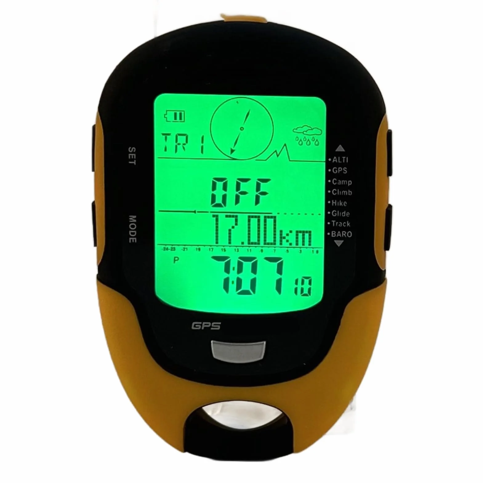 Keenso Altímetro, Barómetro, Termómetro Digital Multifuncional Brújula USB Recargable con Linterna LED Otras Herramientas y Accesorios de Pesca
