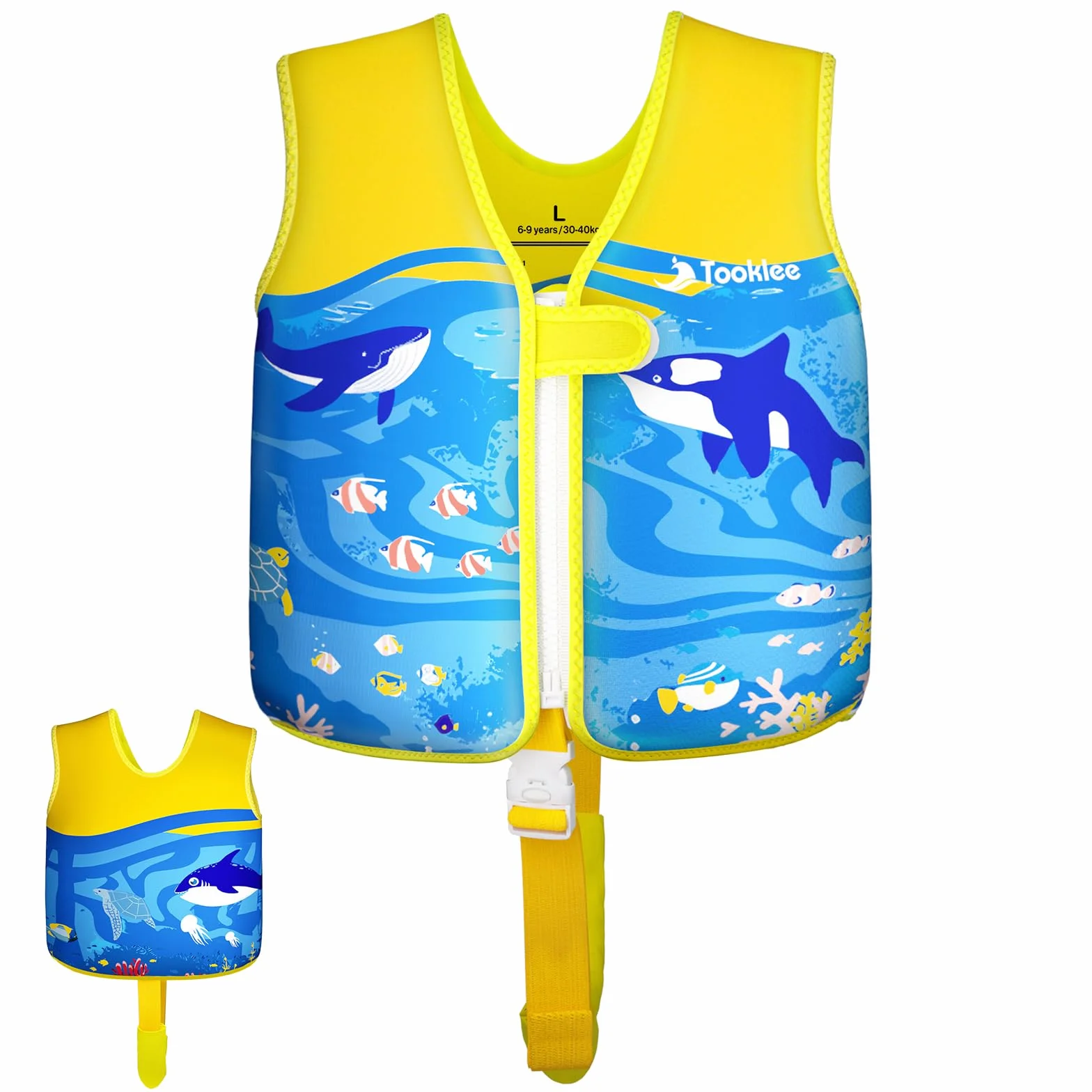 Chaleco de Natación para Niños 2-9 Años, Flotador Ajustable 8 Paneles, Neopreno Premium Seguro