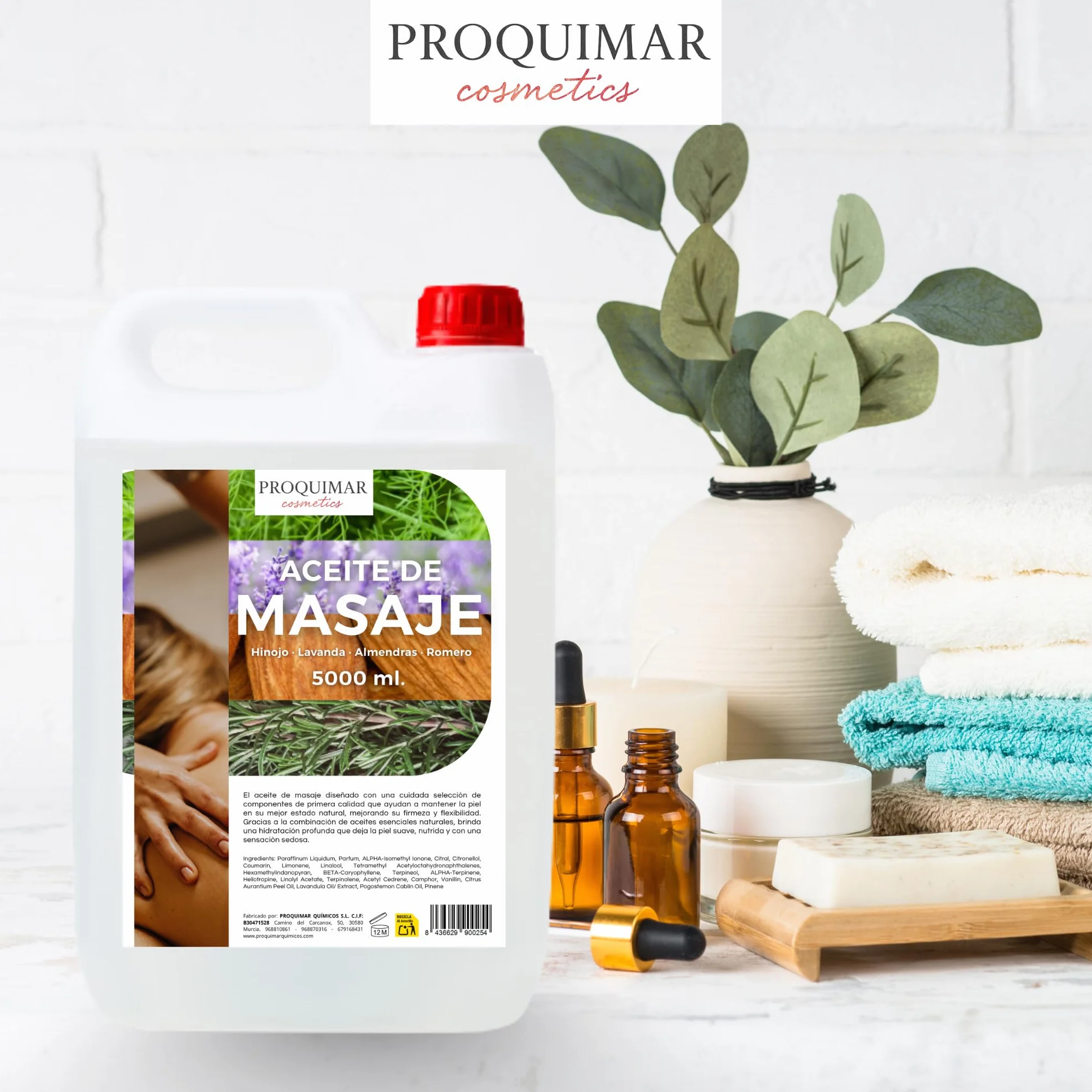 Aceite de Masaje con Romero, Almendra, Lavanda e Hinojo 5 Litros