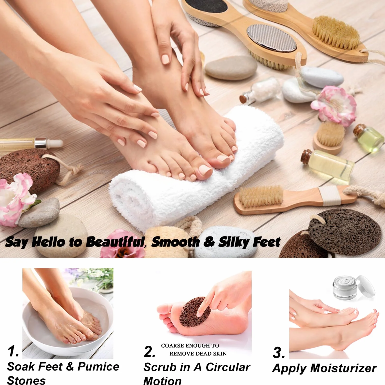 PHOGARY Piedra pómez natural para pies 1 pieza herramientas de pedicura removedor de callos exfoliación natural Negro