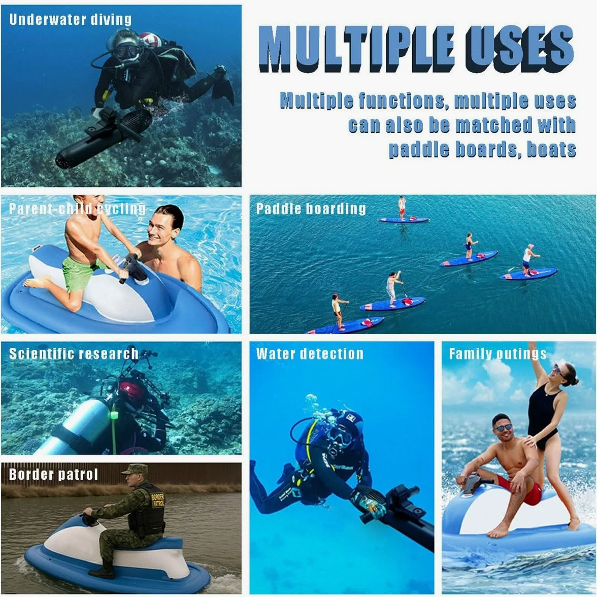 Kayak Inflable con Motor a reacción, Moto acuática eléctrica Plegable sin escobillas de 500 W con Scooter Submarino (Opcional), lancha con Motor eléctrico, autonomía de 130 min