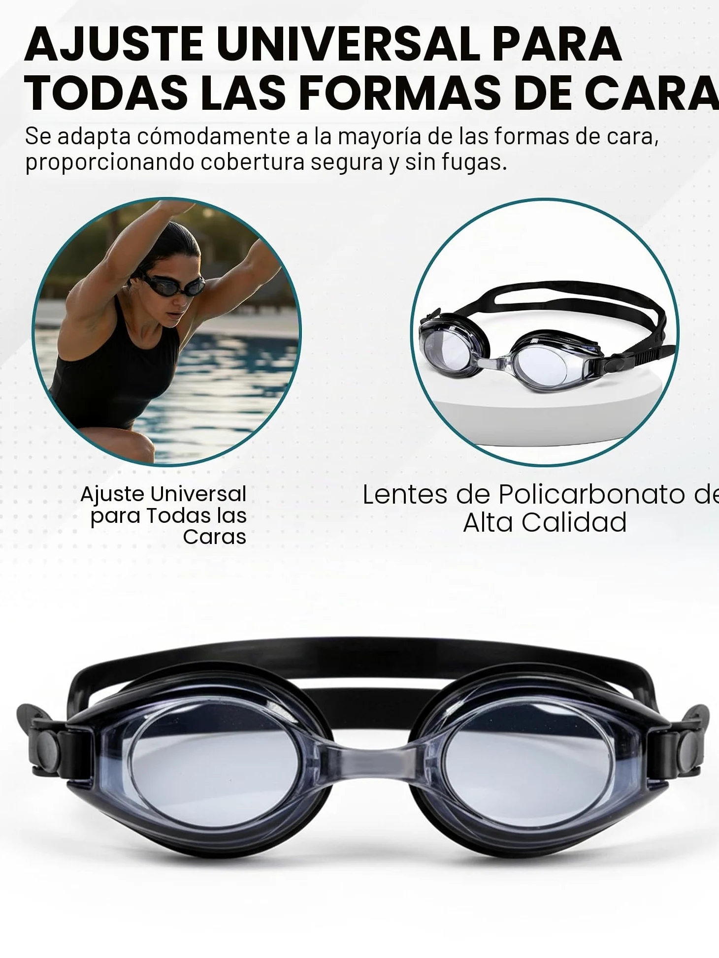 SPORTS WORLD VISION Gafas de natación ópticas | Unisex impermeables Gafas de buceo para adultos dioptrías positivas y negativas | Protección UV antivaho, visión nítida y gran angular | Ajuste cómodo