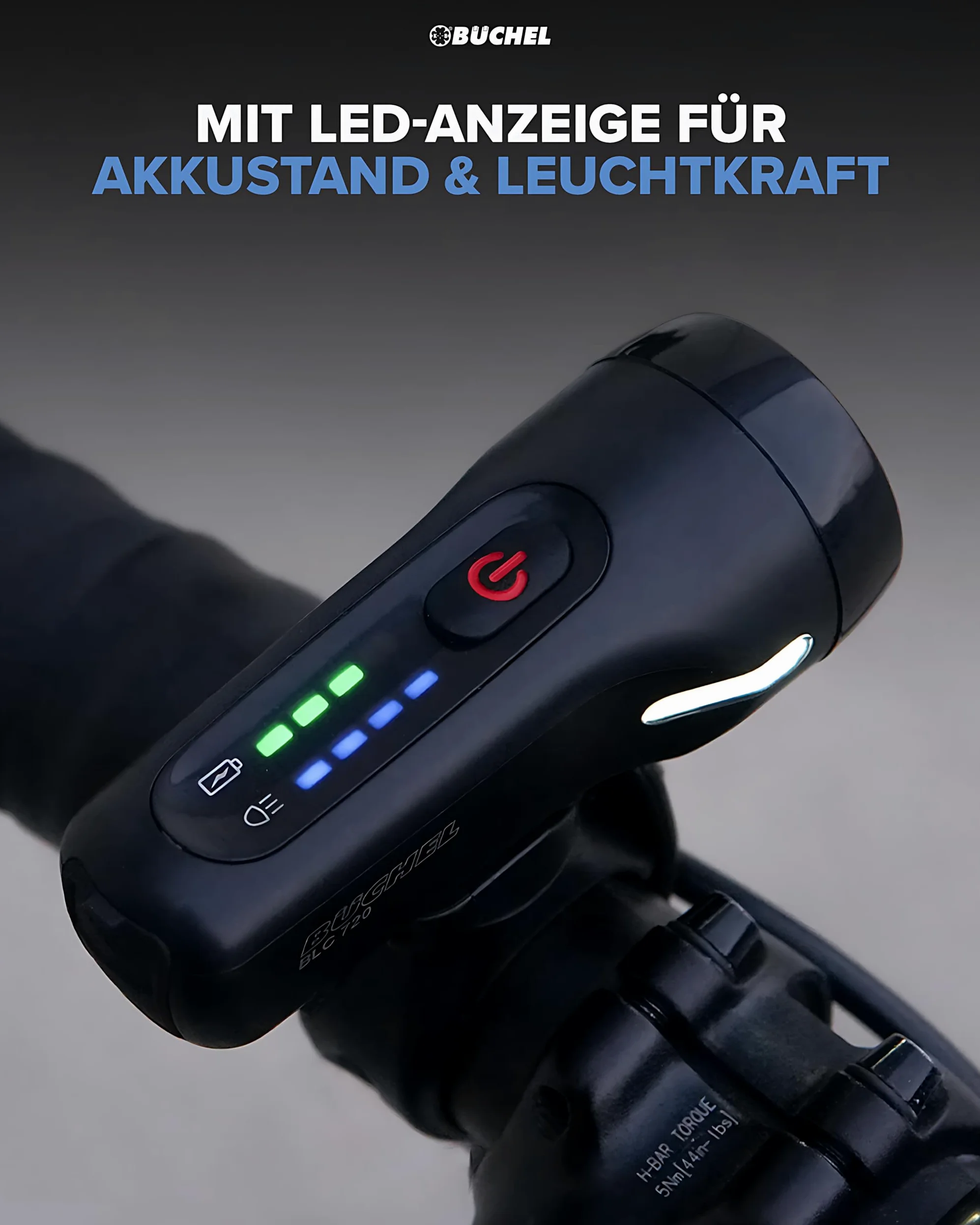 Büchel BLC 720 - Juego de Luces para Bicicleta (70/30/15 Lux, homologadas por StVZO, hasta 14 Horas de autonomía, luz LED Recargable para Bicicleta Delantera y Trasera, Micro USB)