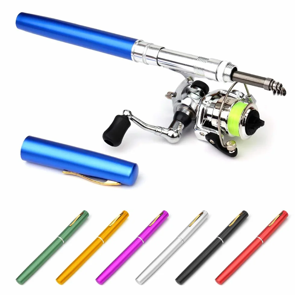 Lixada Caña de pescar plegable telescópica combo kit 1,6 m equipo de pesca