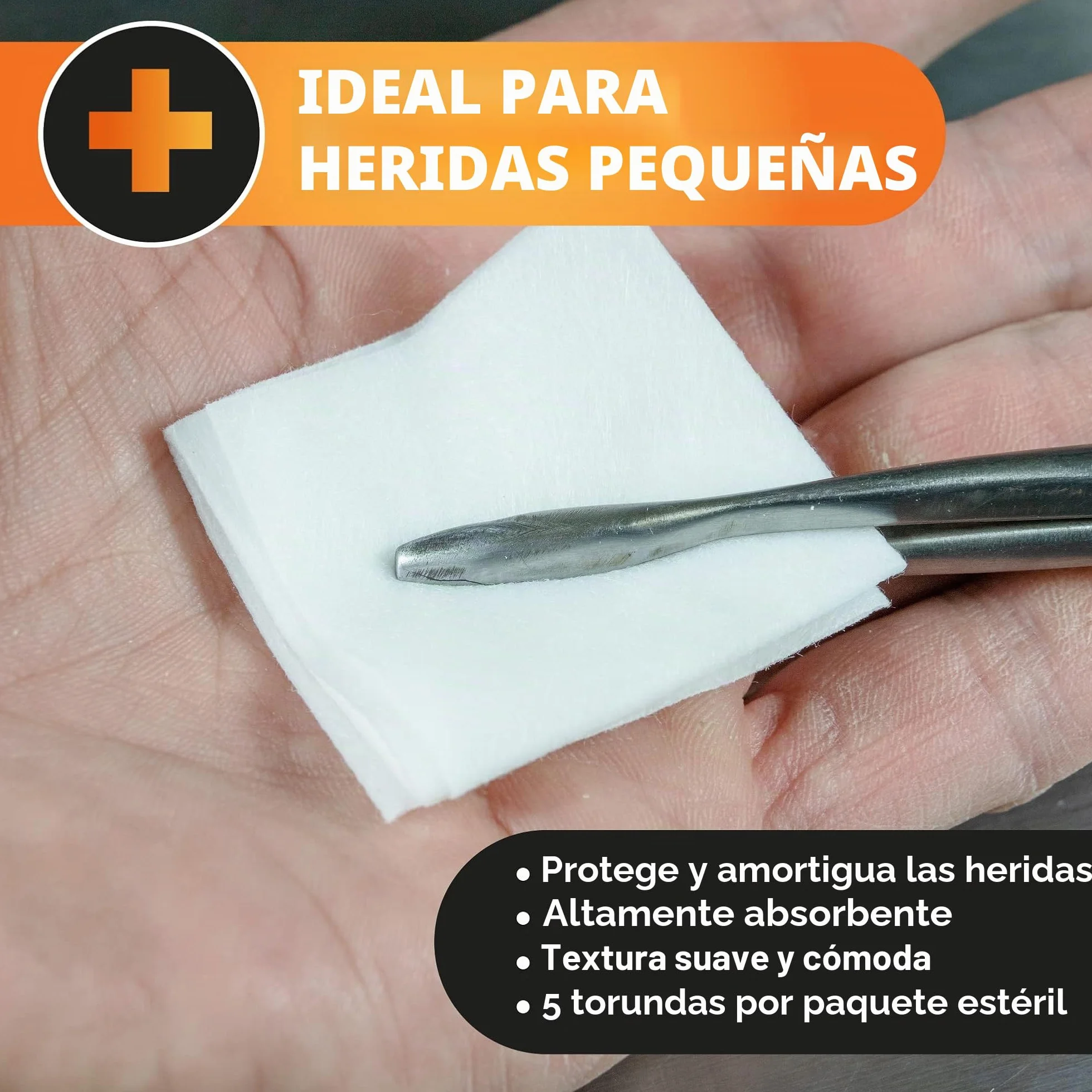 Gasas Estériles 5x5 cm, 100 Unidades, Cuidado de Heridas y Primeros Auxilios