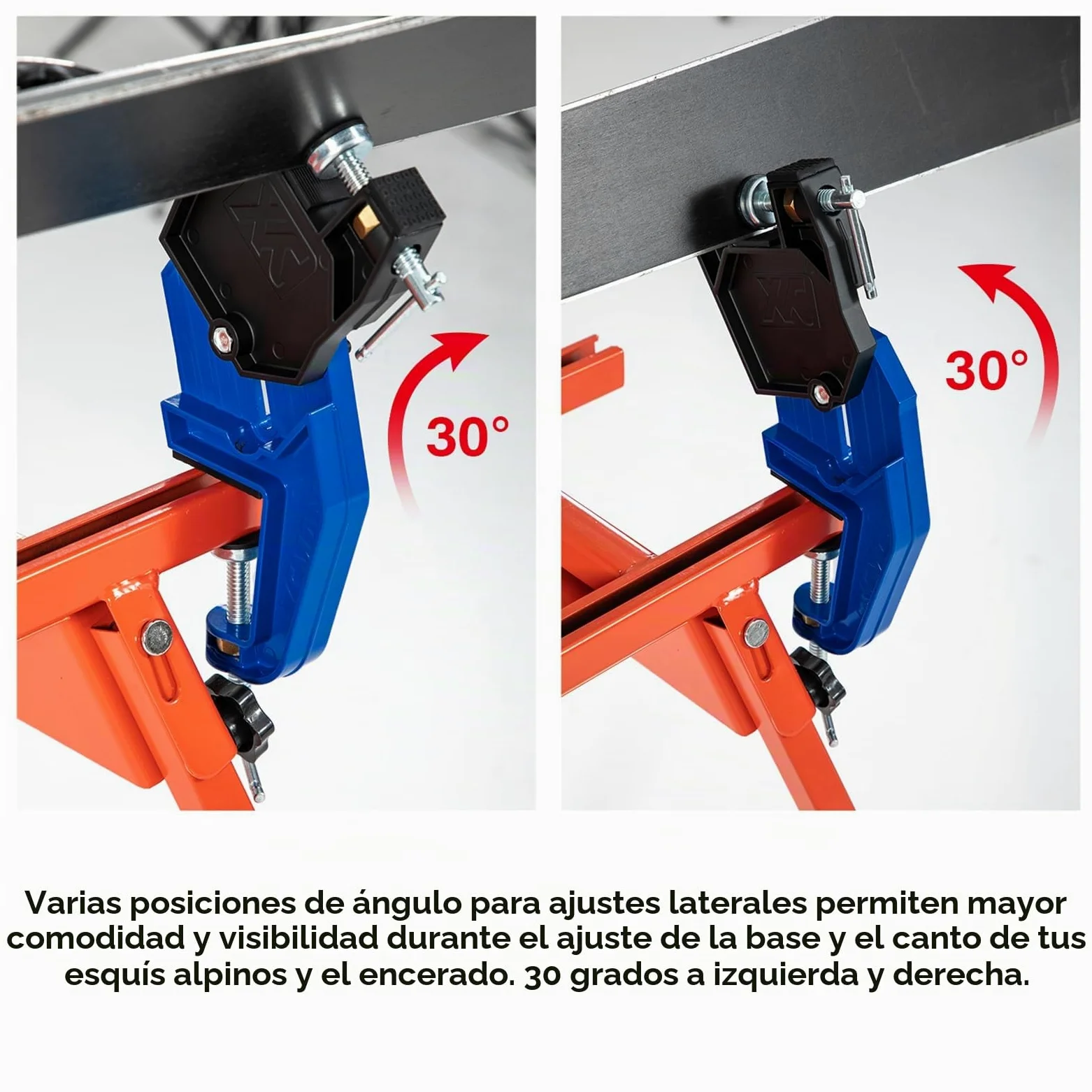 XCMAN Alpine Ski Vise PRO - Tornillo de banco para afinación y encerado de esquí, ángulo y altura ajustables, duradero y estable, la mandíbula se abre hasta 105 mm